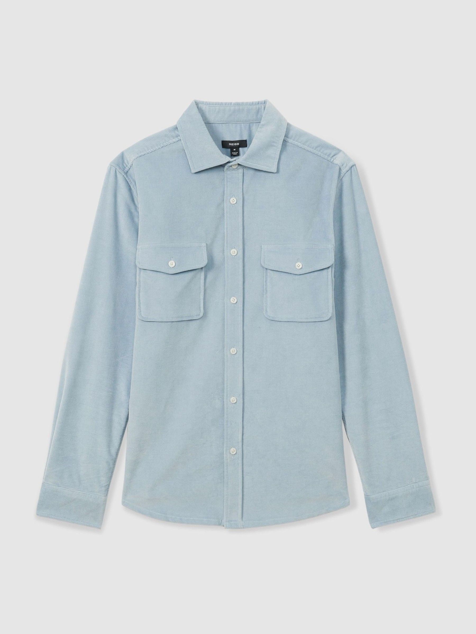 Cotton-Blend Corduroy Overshirt in Soft Blue - Image 2 of 6