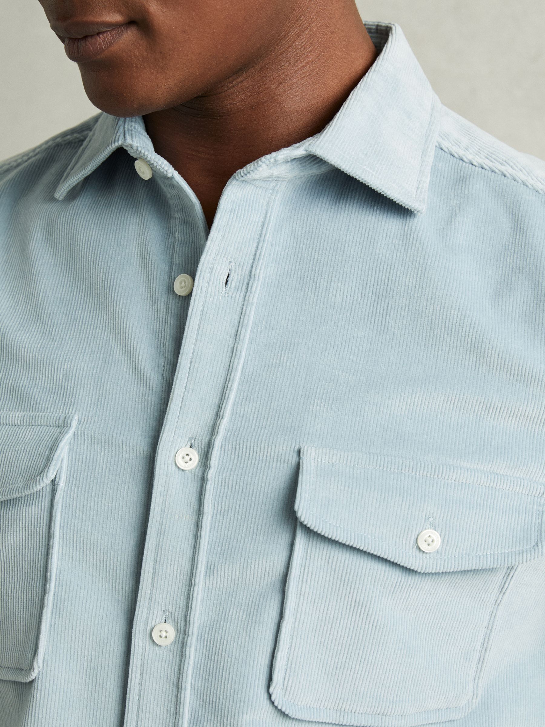 Cotton-Blend Corduroy Overshirt in Soft Blue - Image 4 of 6