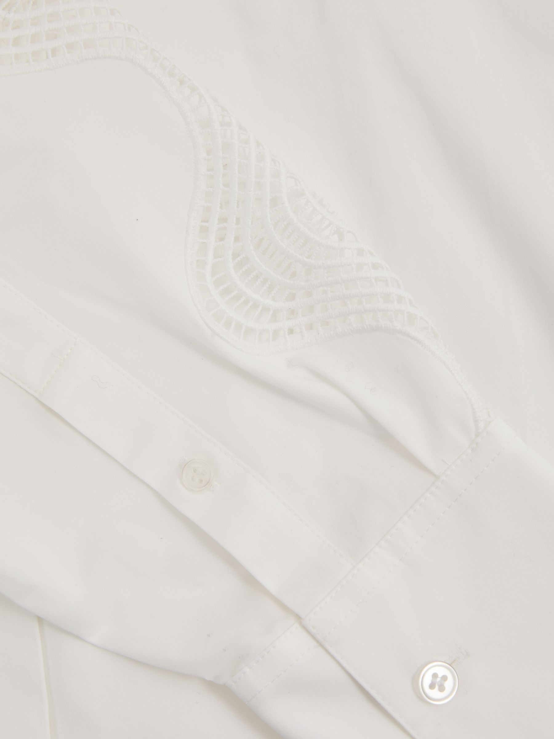 100% Cotton Cut Out Embroidered Shirt in Ivory - Image 5 of 5