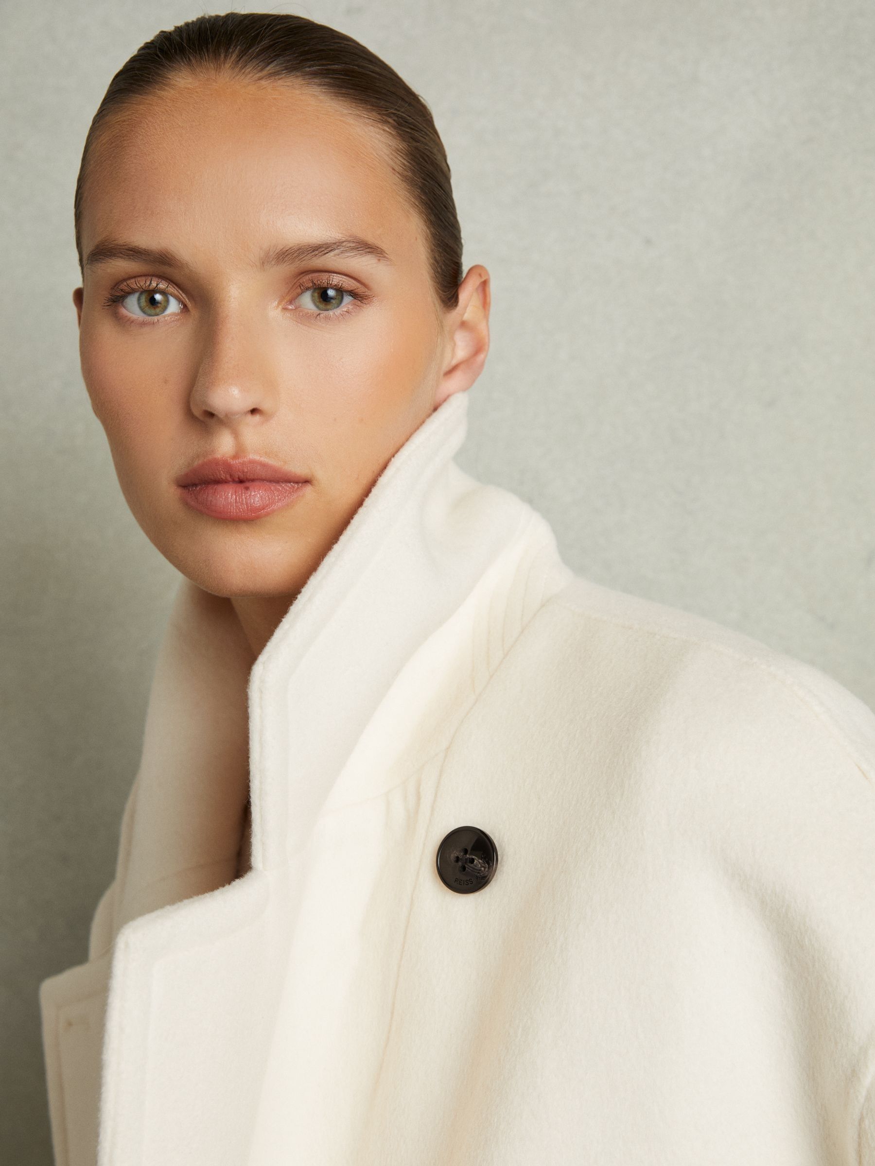 Petite Wool-Blend Blindseam Coat in Cream - Image 5 of 8