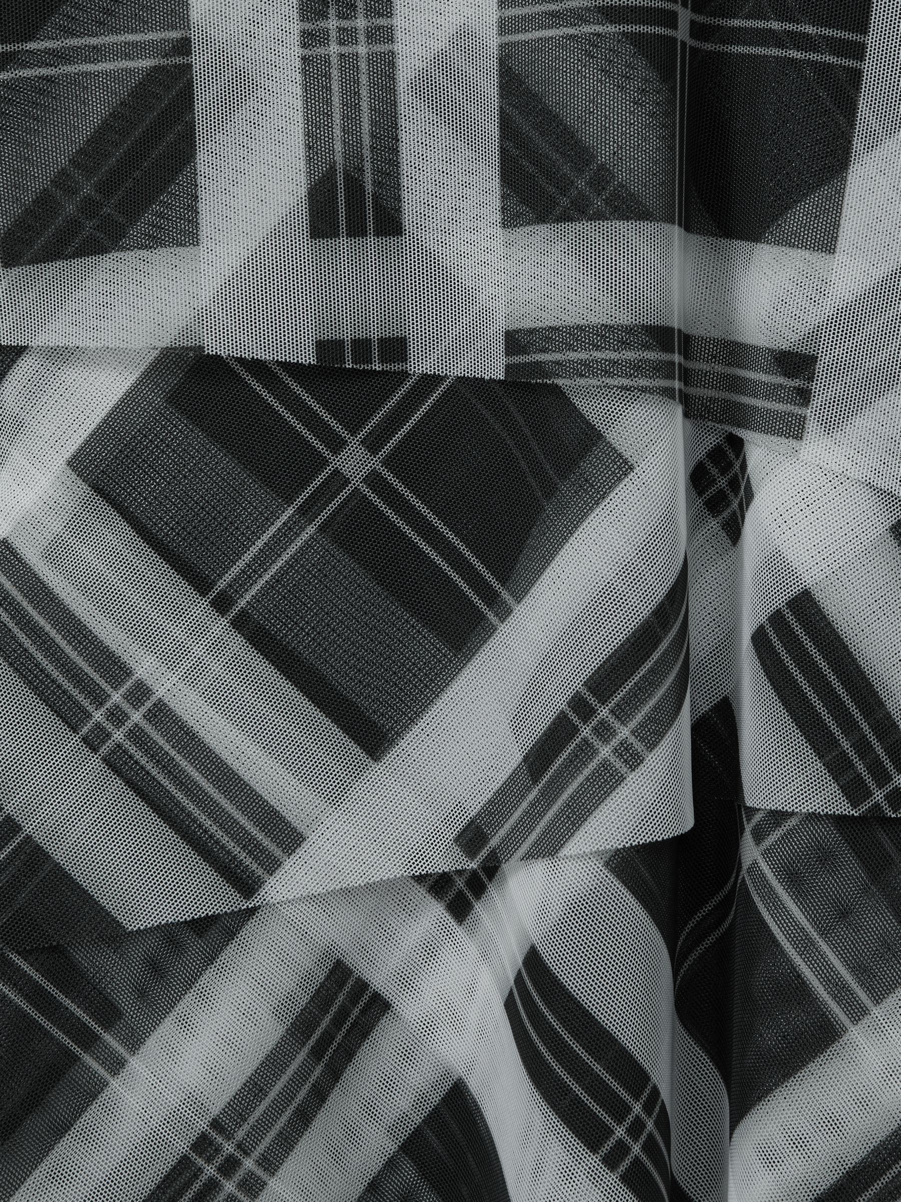 13-14 yrs Checked Tiered Midi Dress in Black/Ecru - Image 4 of 4
