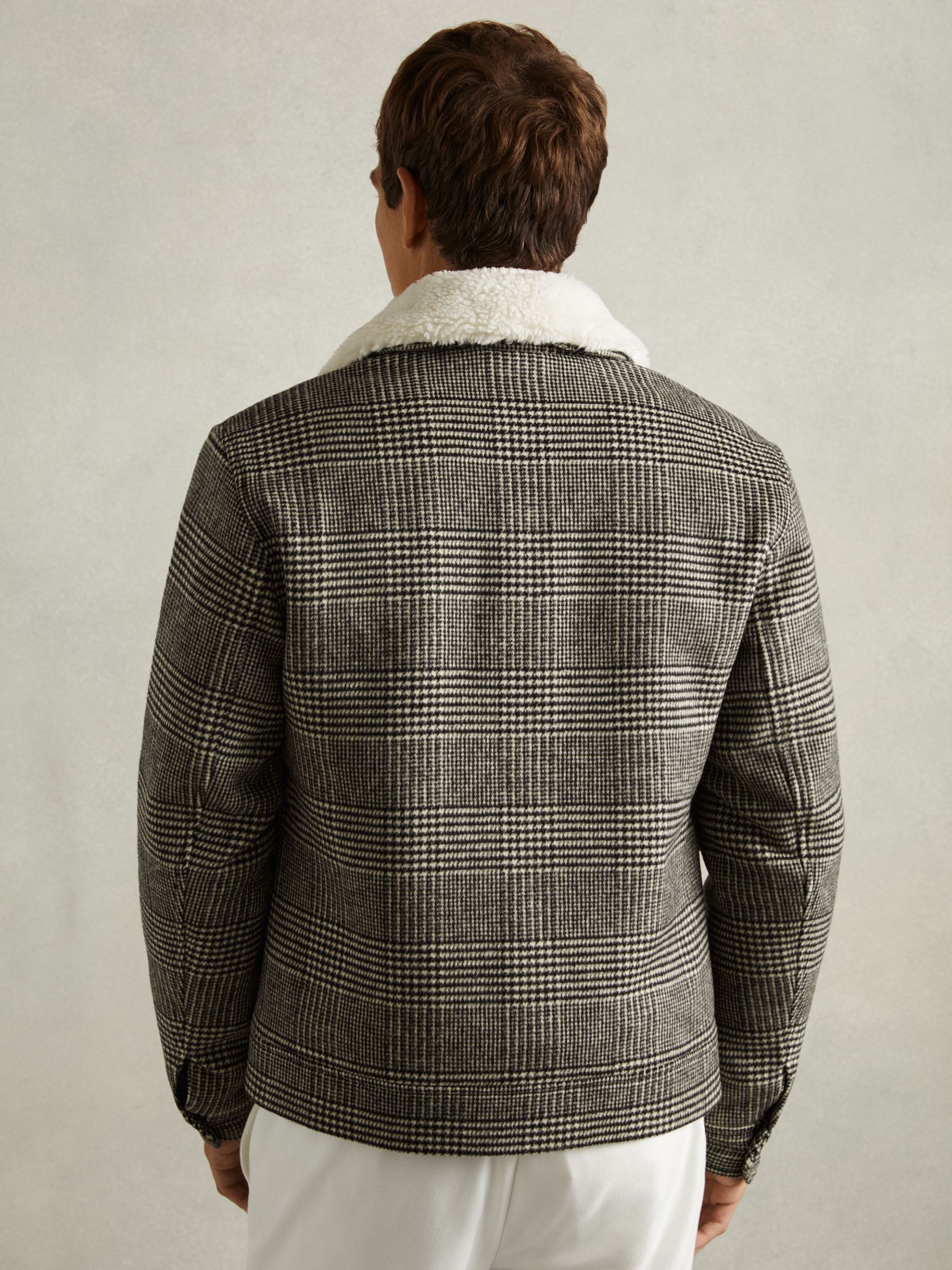 Wool-Blend Twill Zipped Jacket in Black/White - Image 5 of 6