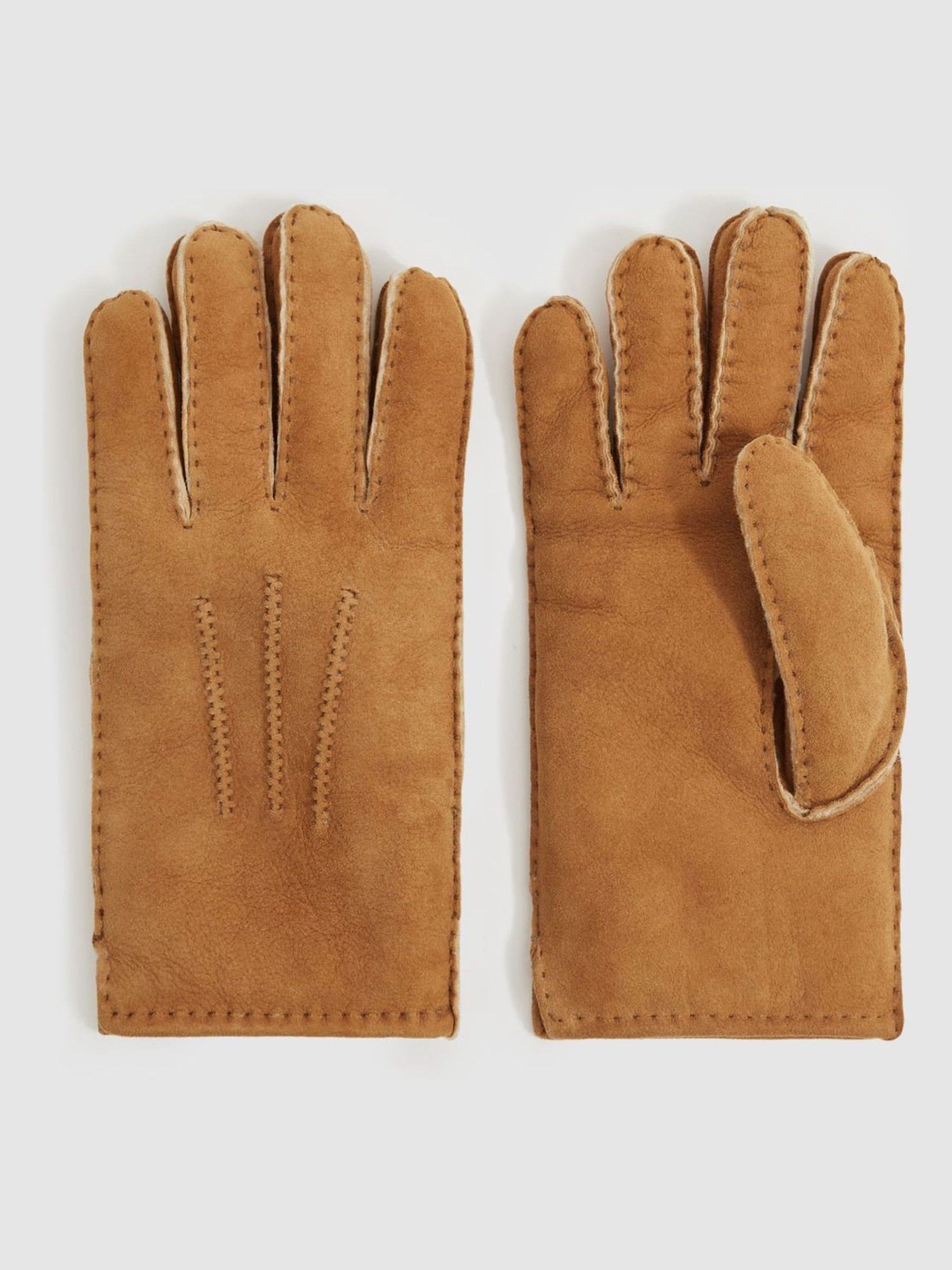 Shearling Gloves in Tan - Image 1 of 3