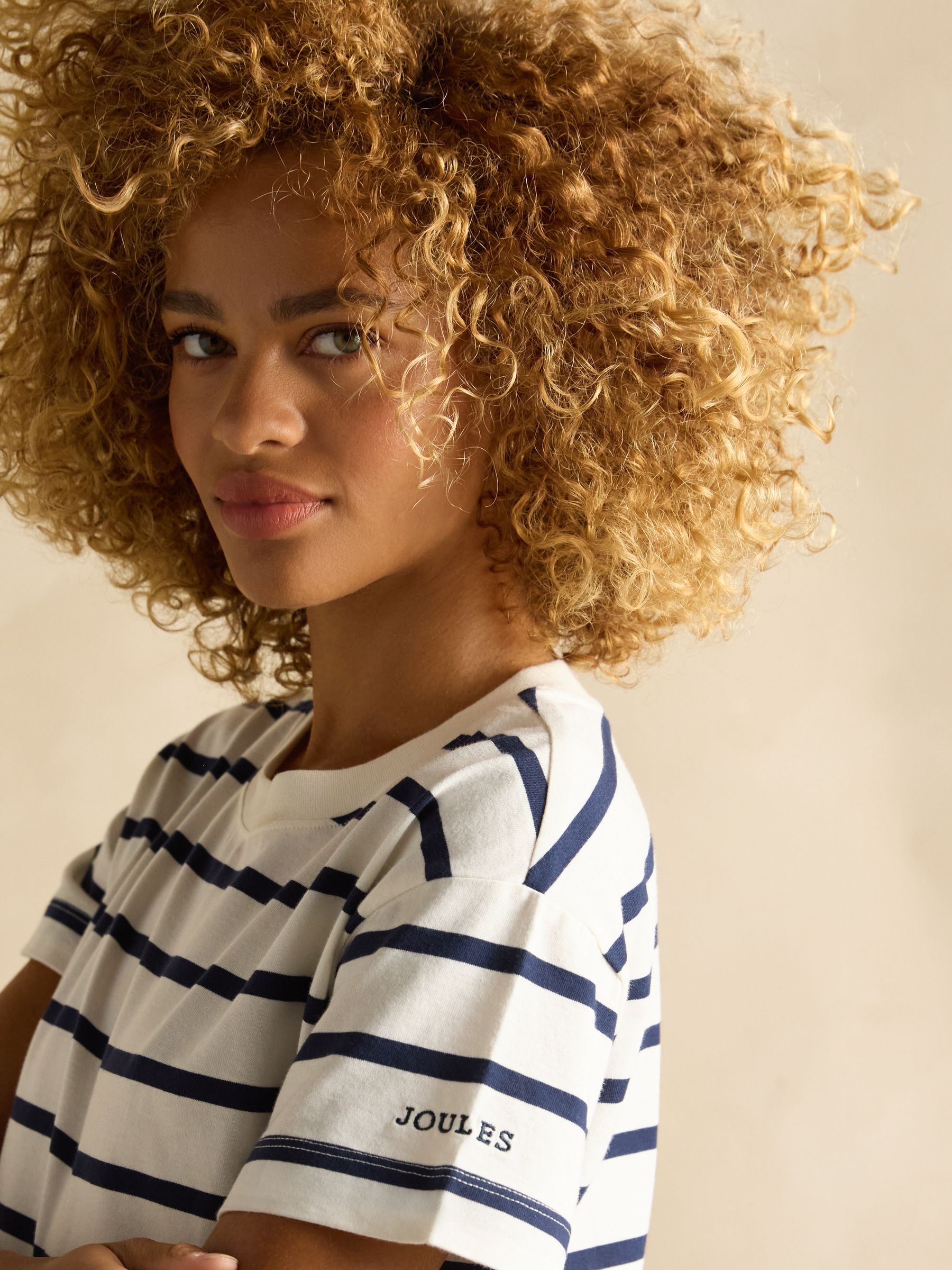 Ellie Navy & White Short Sleeve Jersey Top - Image 4 of 7