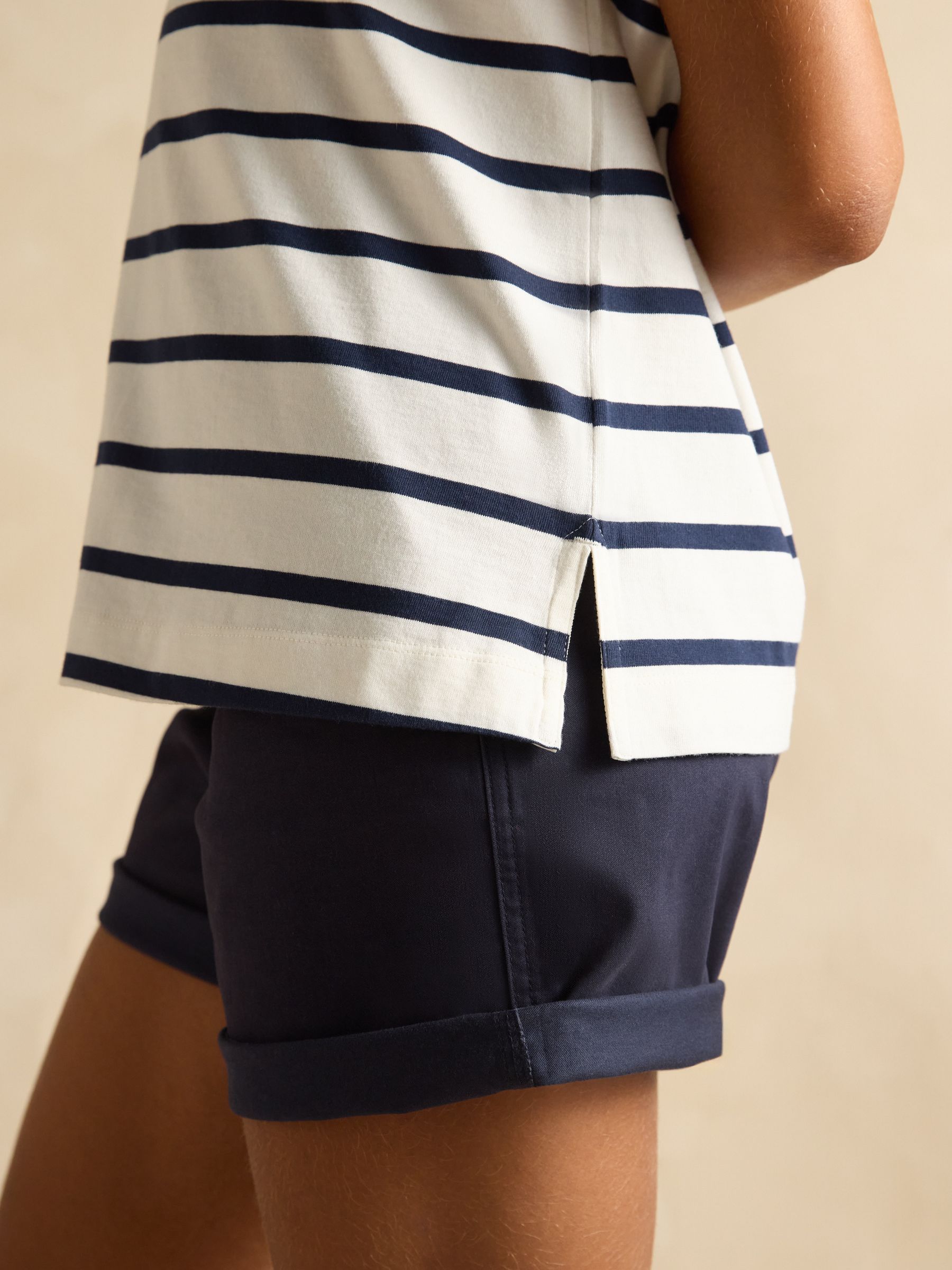 Ellie Navy & White Short Sleeve Jersey Top - Image 6 of 7