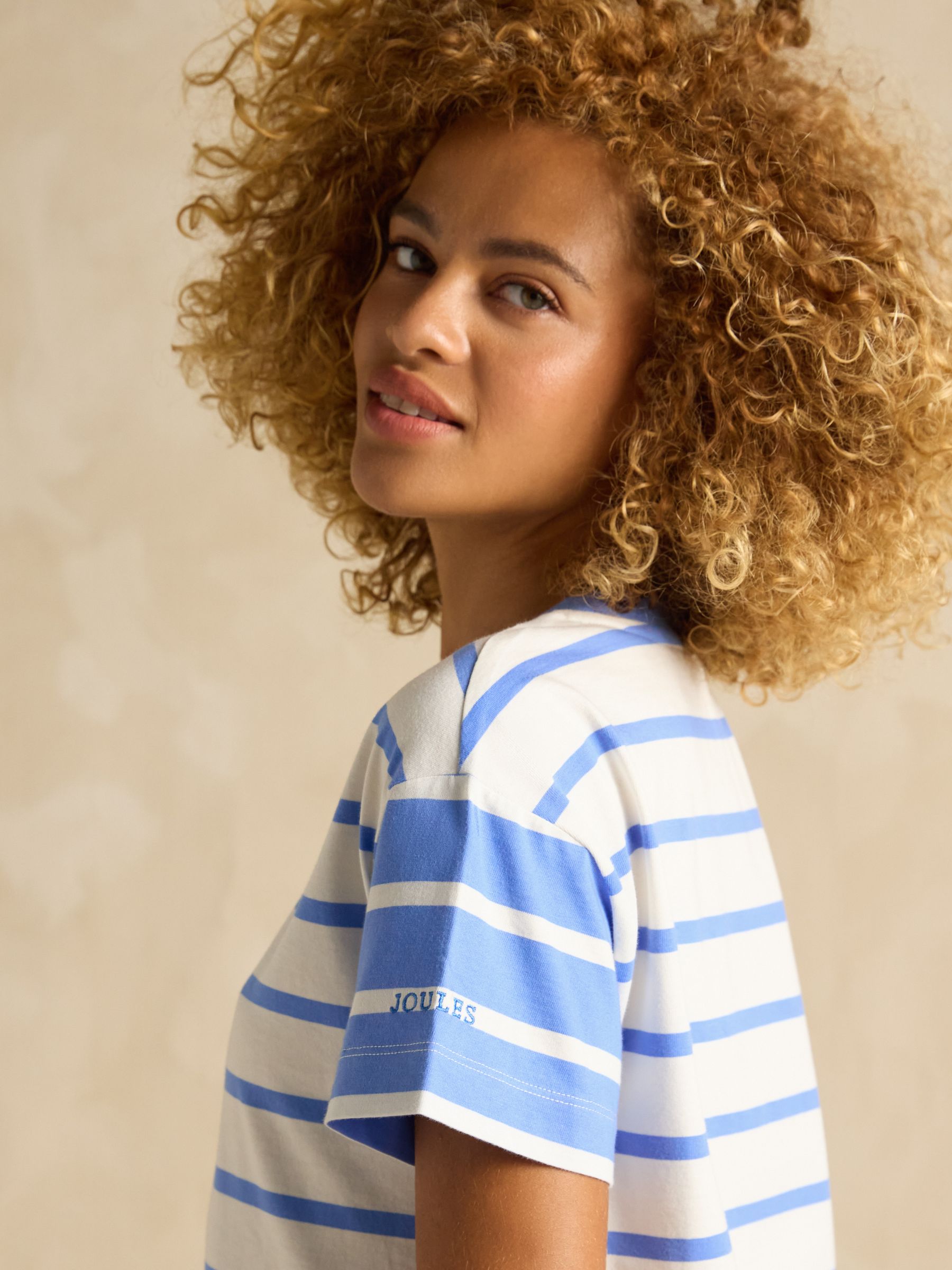 Ellie Blue & White Short Sleeve Jersey Top - Image 5 of 7