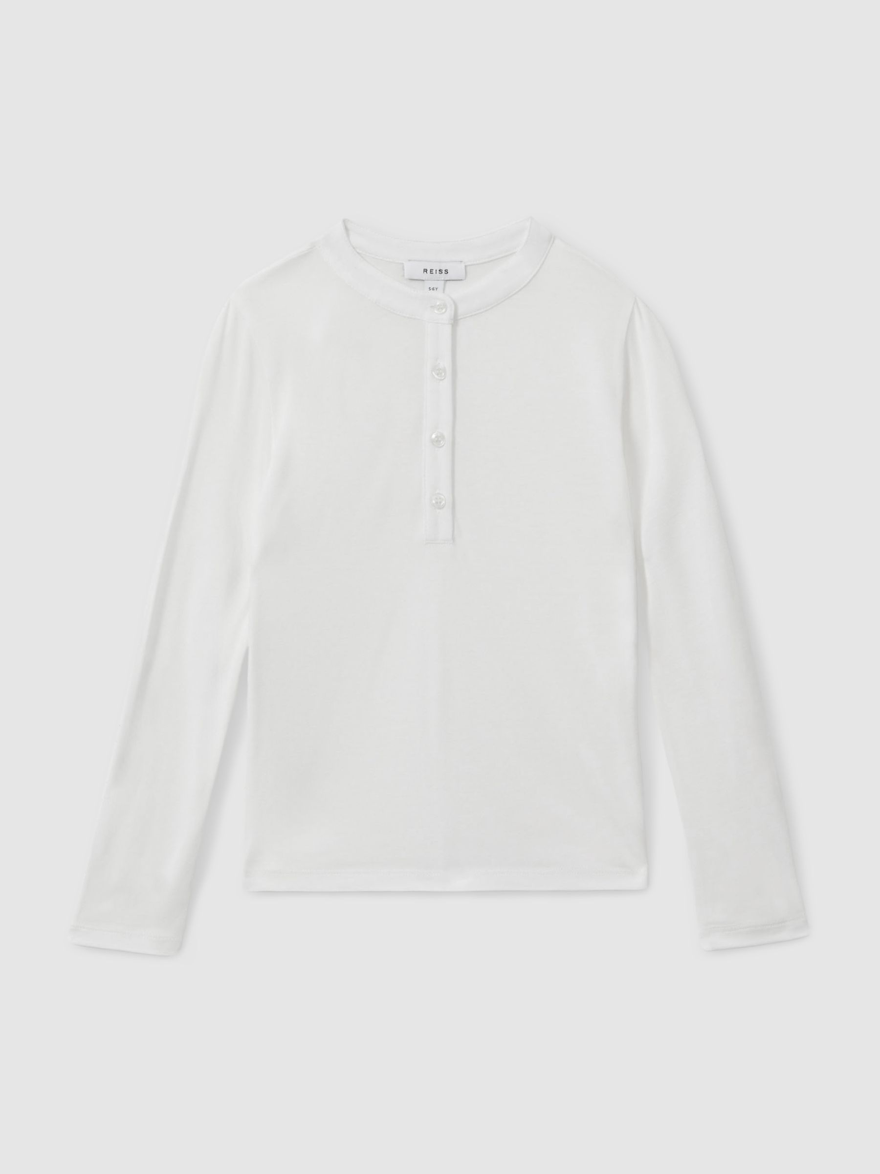 4-9 yrs Grandad Collar Long-Sleeve Top in Ivory - Image 2 of 4