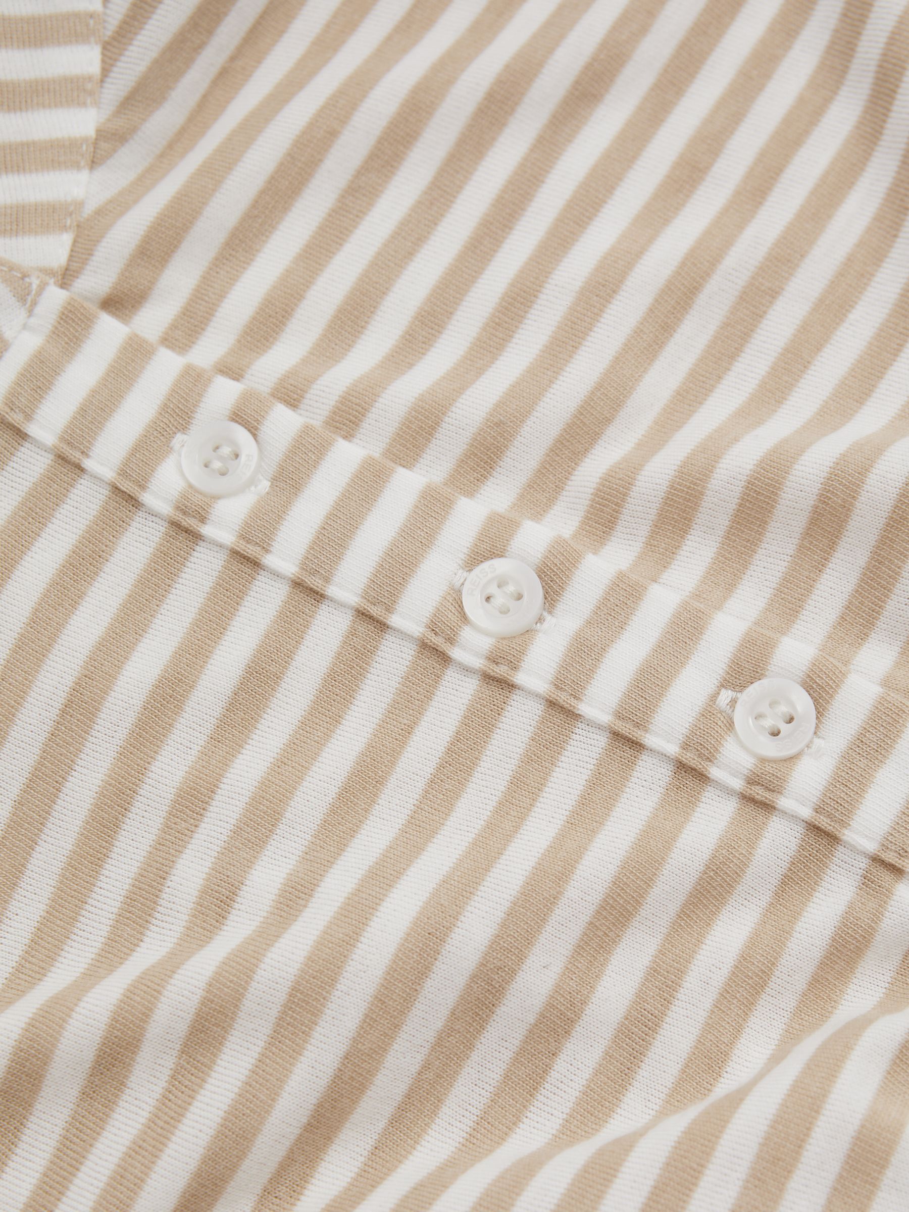 9-13 yrs Striped Grandad Collar Long-Sleeve Top in Oatmeal - Image 4 of 4