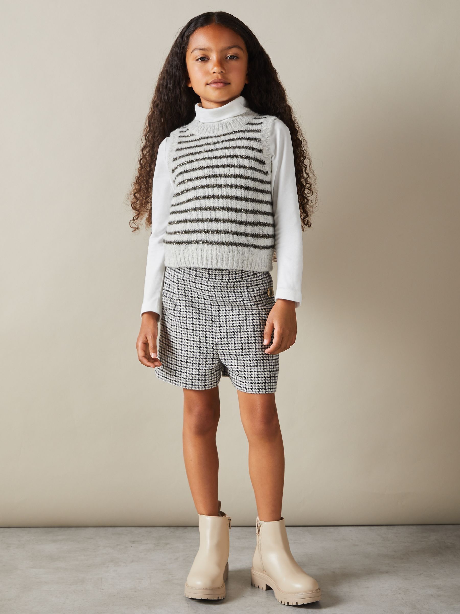 4-9 yrs Alpaca Blend Striped Vest in Grey - Image 1 of 4