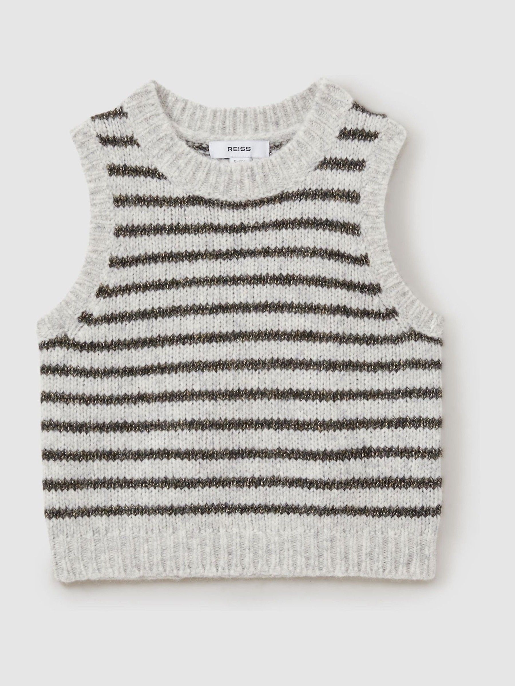 4-9 yrs Alpaca Blend Striped Vest in Grey - Image 2 of 4