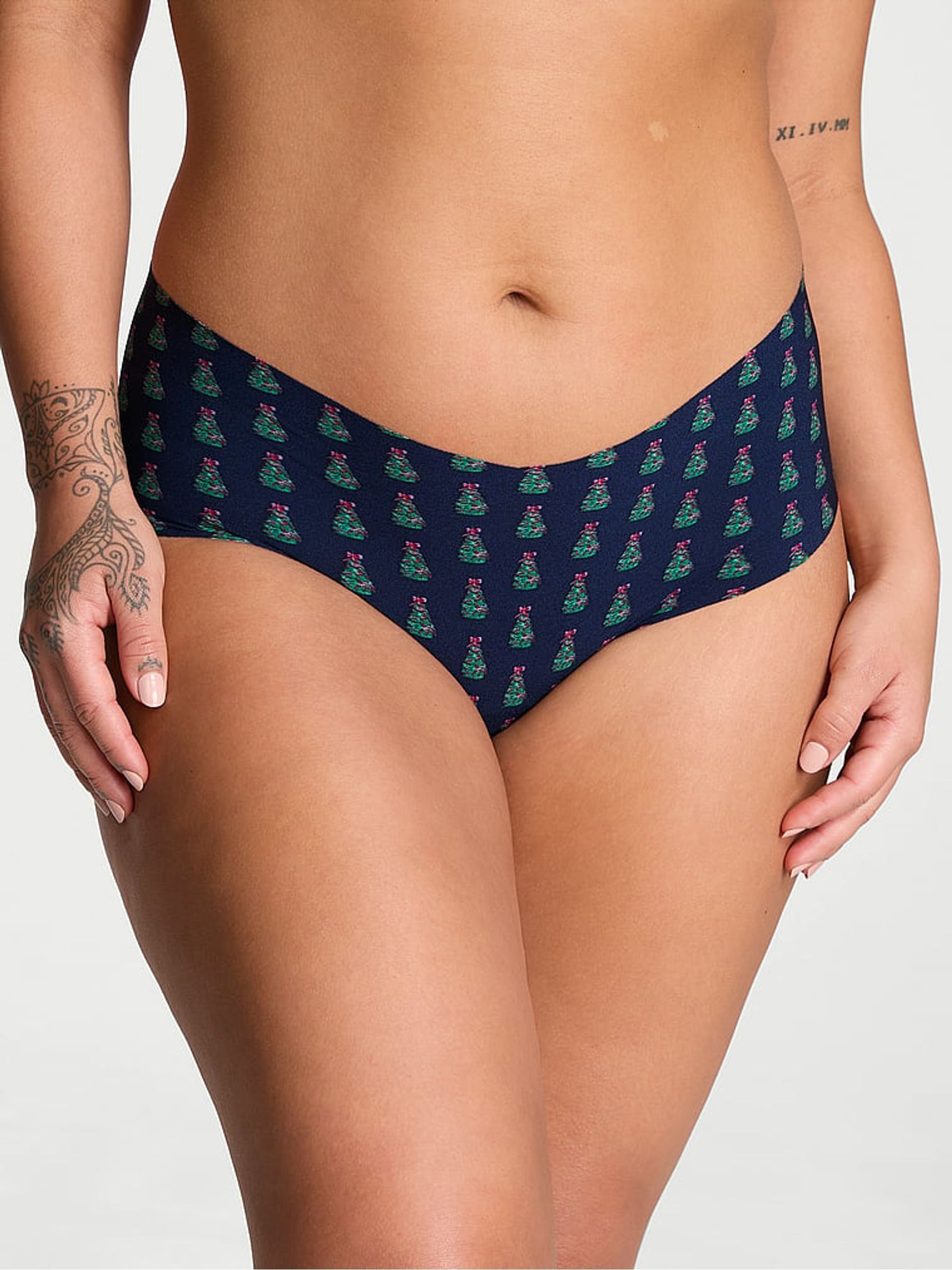 Noir Navy Blue Christmas Tree Cheeky Knickers - Image 1 of 3