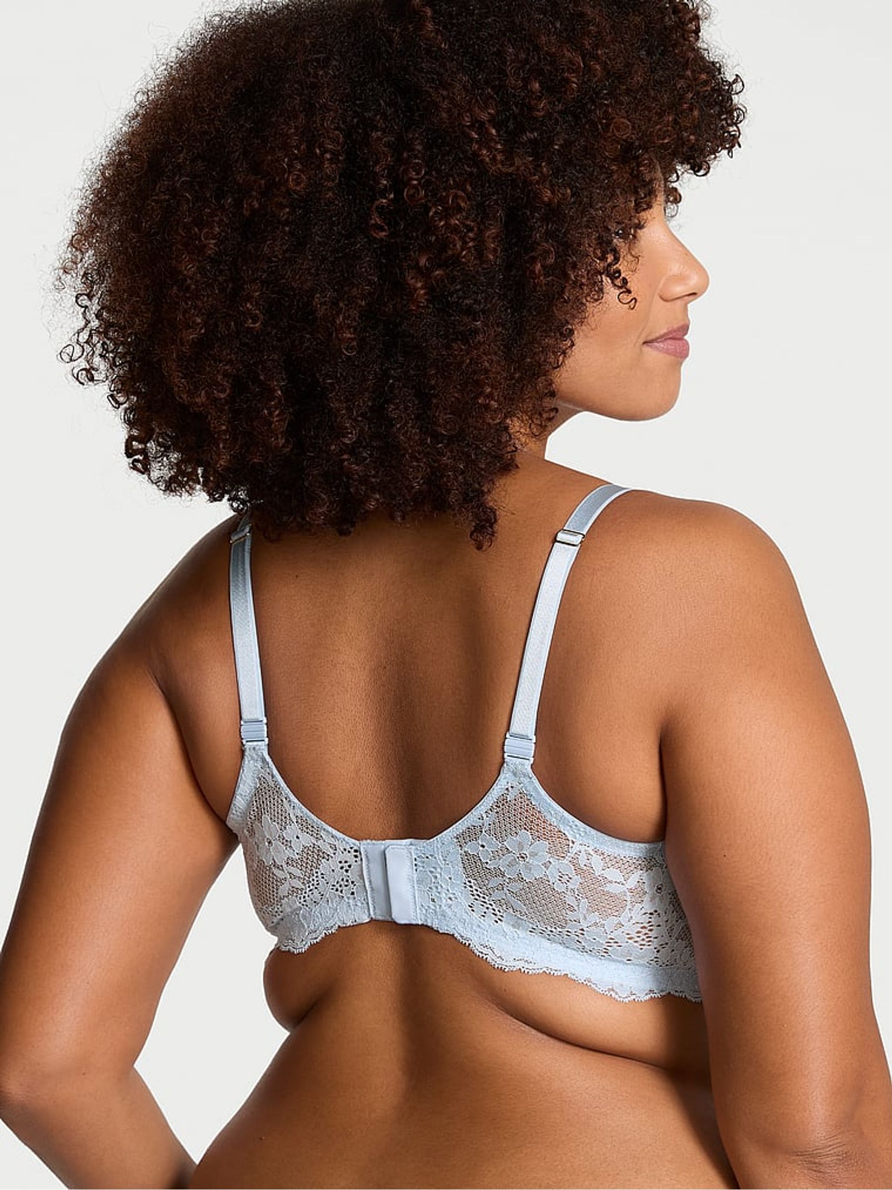 Light Blue Lightly Lined Demi Lace Bra - Image 2 of 3