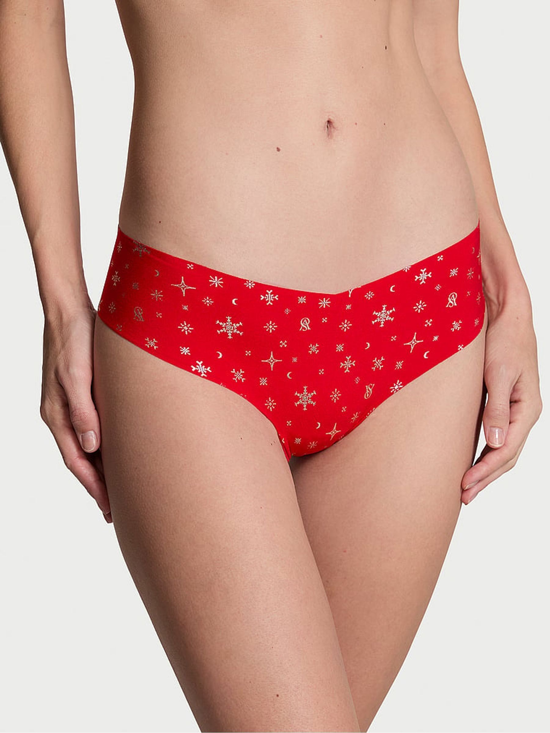 Lipstick Red Snowflakes Thong Knickers - Image 1 of 3