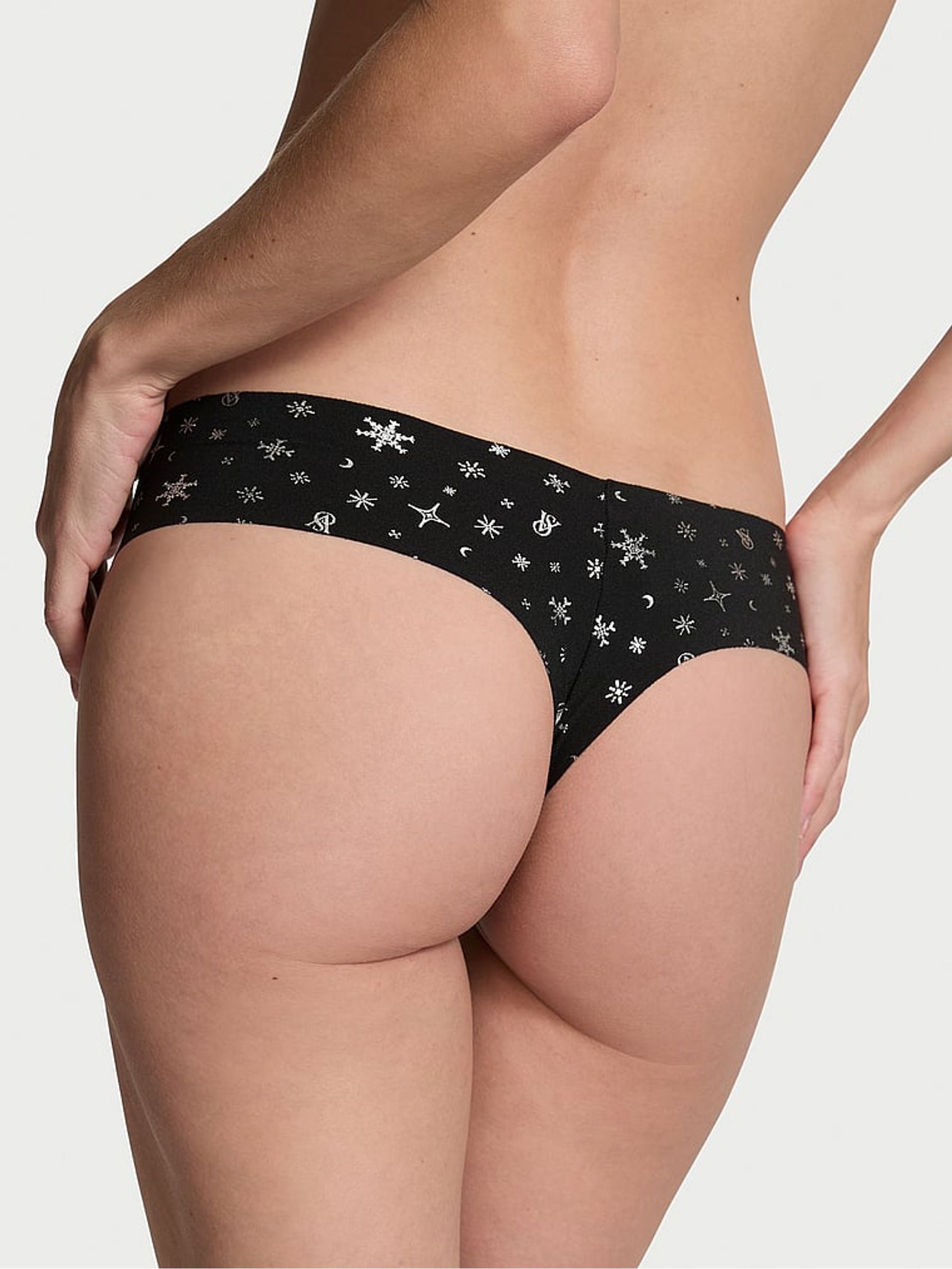 Black Snowflakes Thong Knickers - Image 2 of 3
