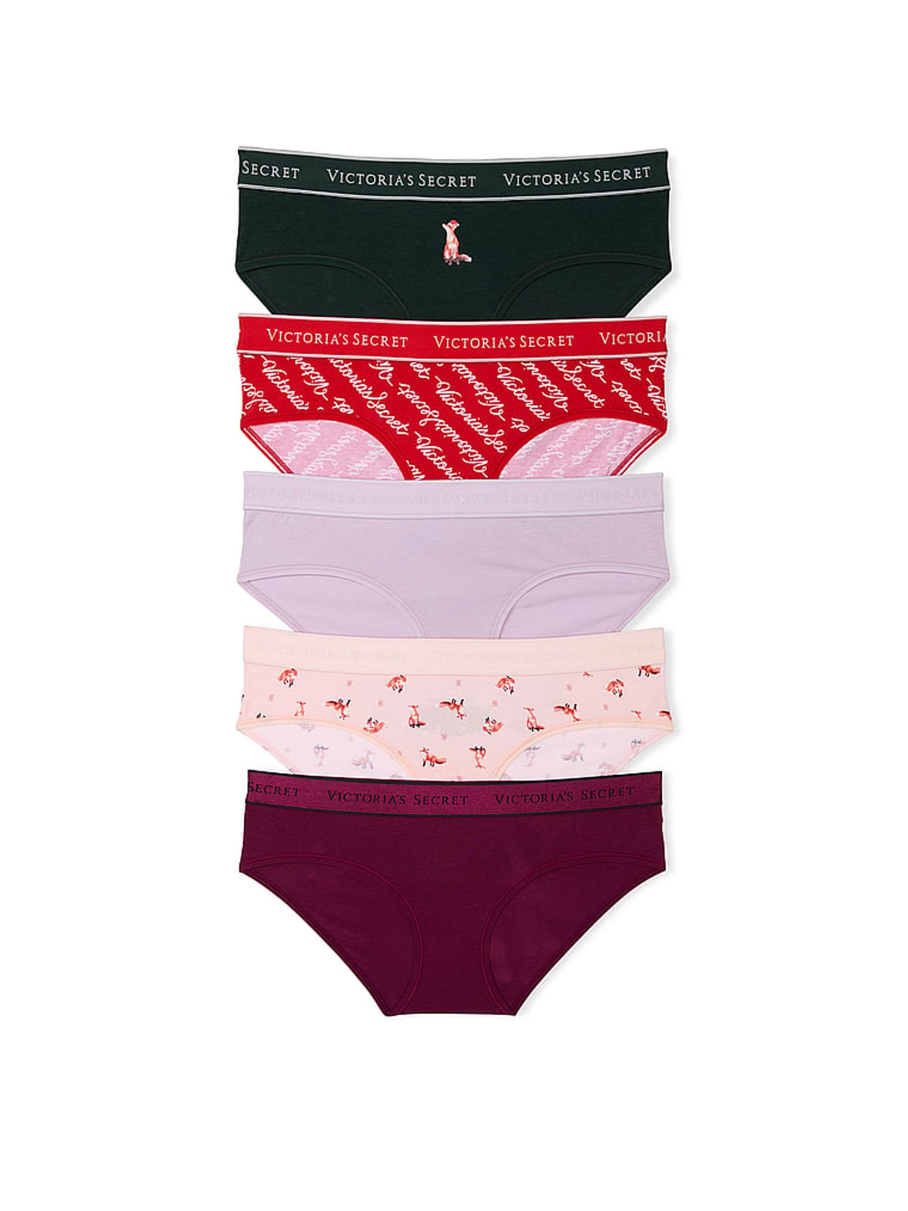 Black/Red/Pink/Purple Hipster Logo 5 Pack Knickers - Image 1 of 1