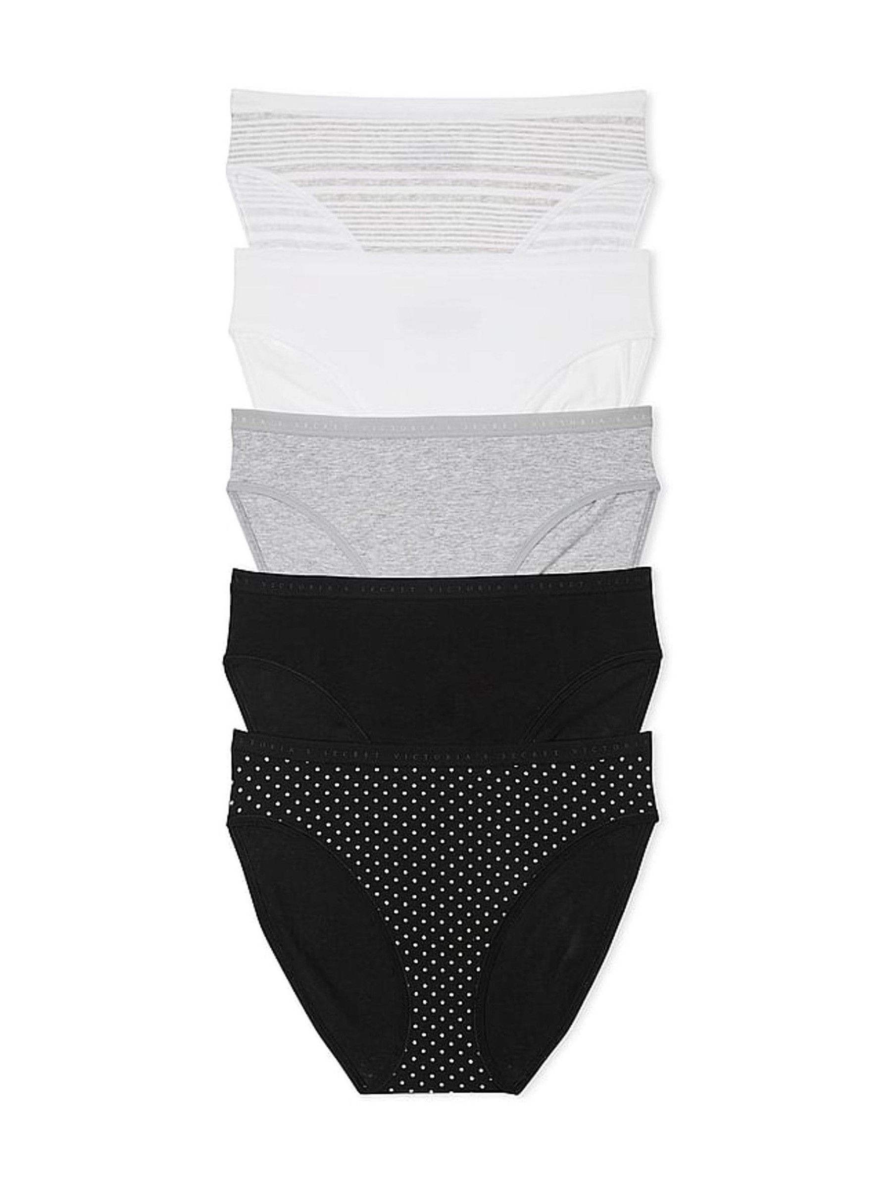 White/Grey/Black Brief 5 Pack Knickers - Image 1 of 3