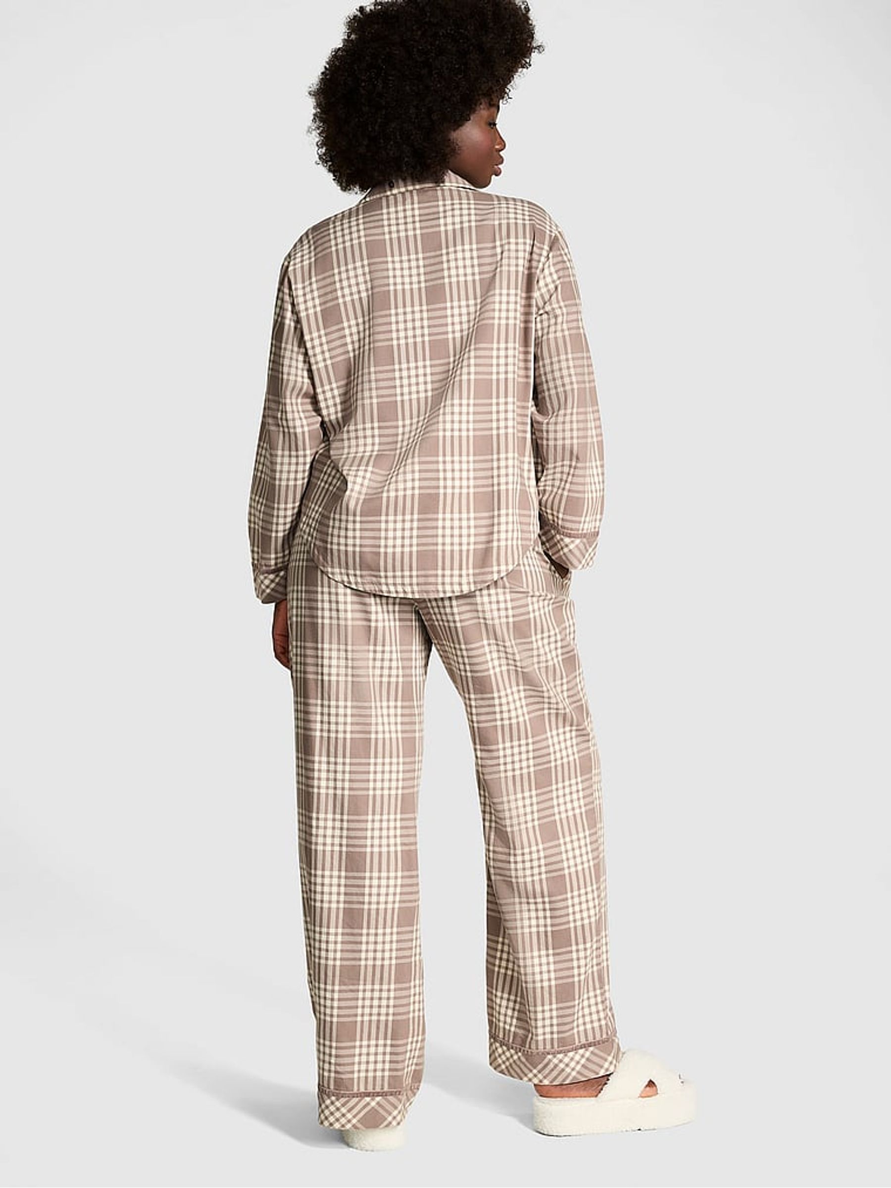 Iced Coffee Brown Flannel Long Pyjama Set - Image 2 of 4
