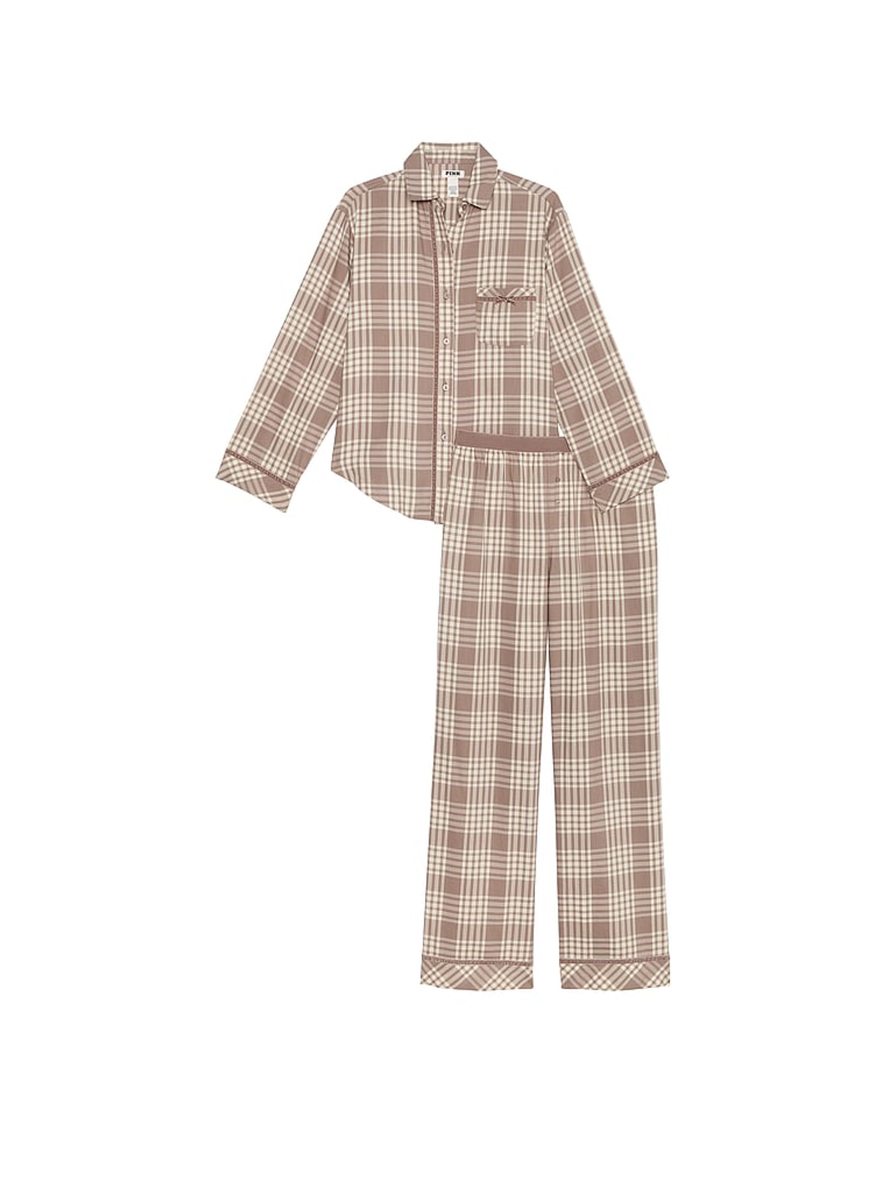 Iced Coffee Brown Flannel Long Pyjama Set - Image 3 of 4