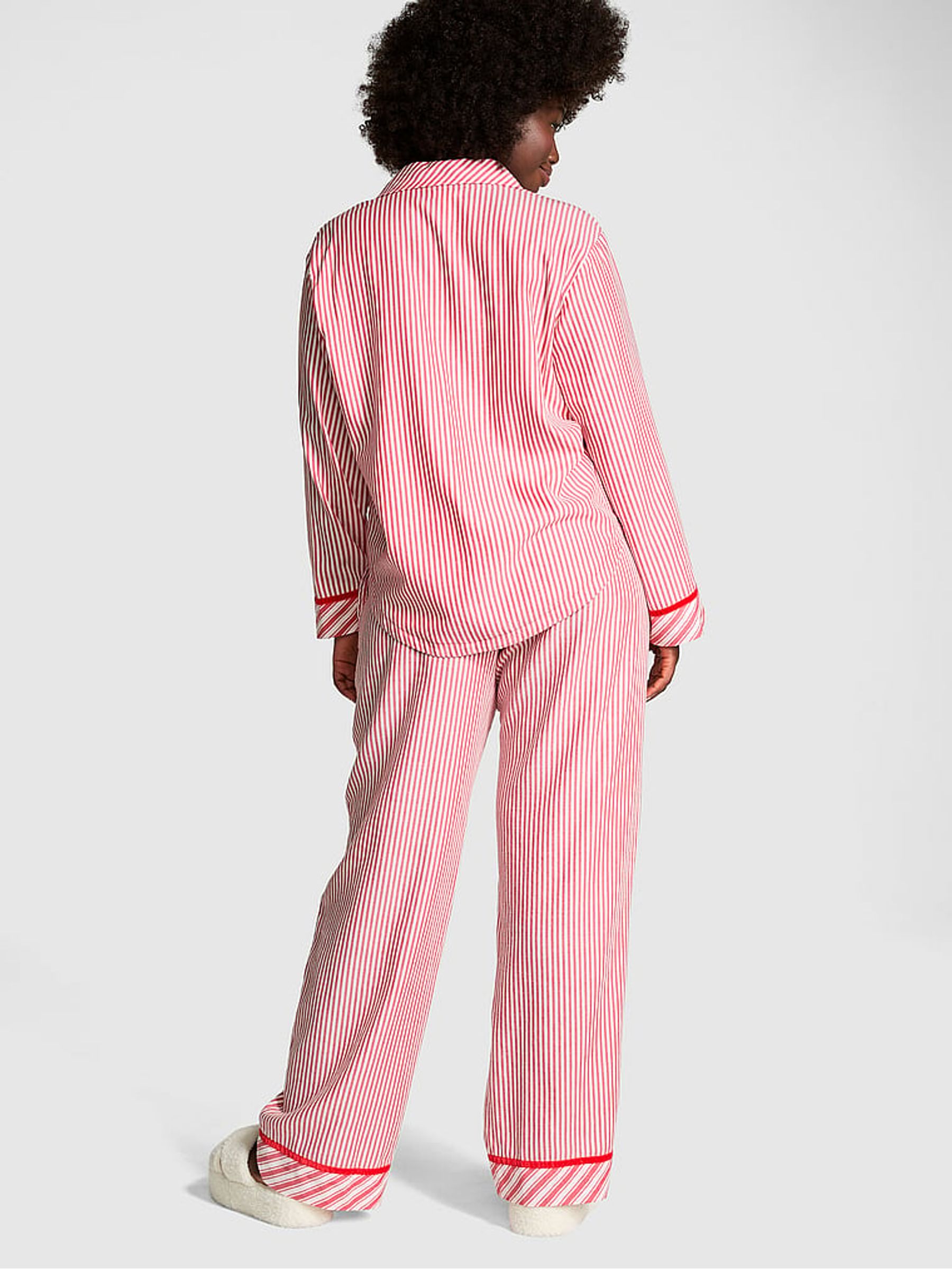 Vermillion Red Stripes Flannel Long Pyjama Set - Image 2 of 3