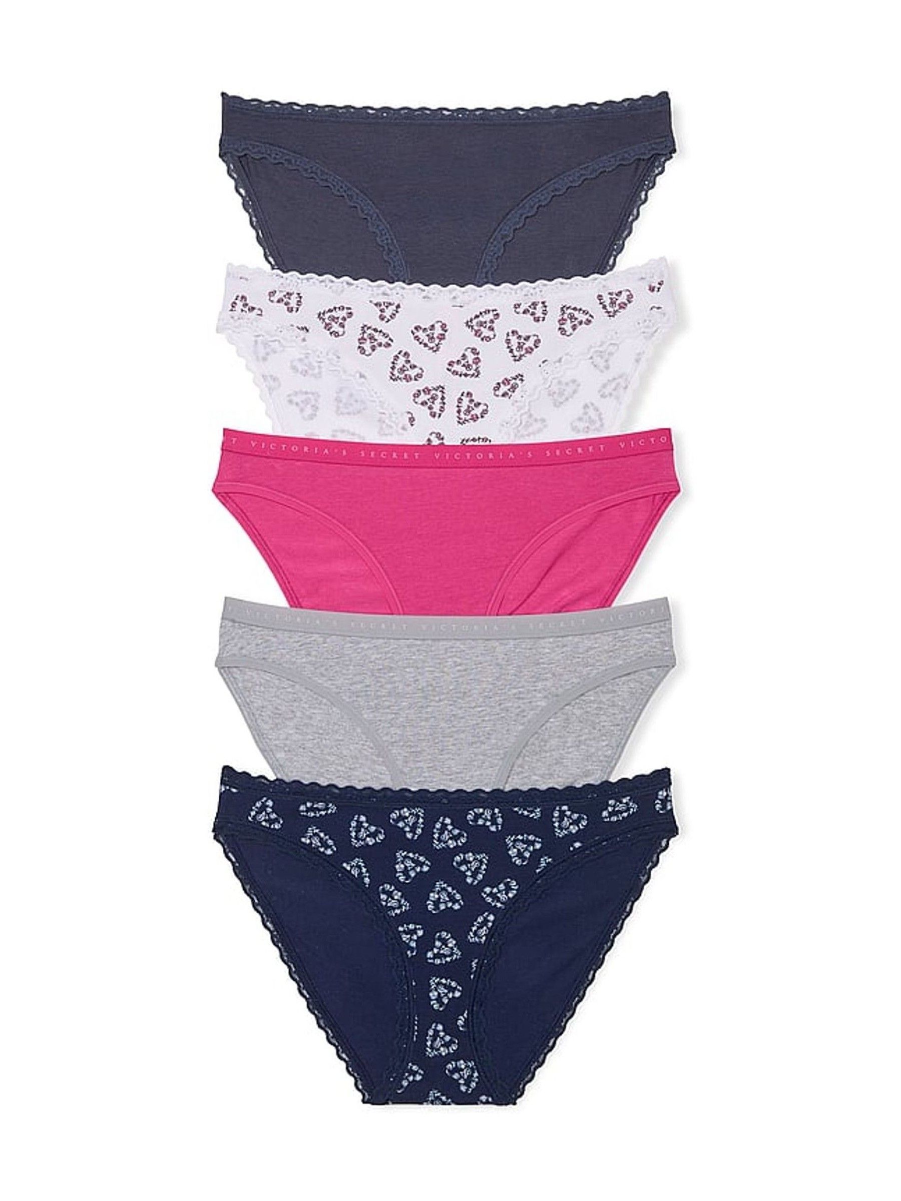 BlueWhitePinkGrey Bikini 5 Pack Knickers - Image 1 of 3
