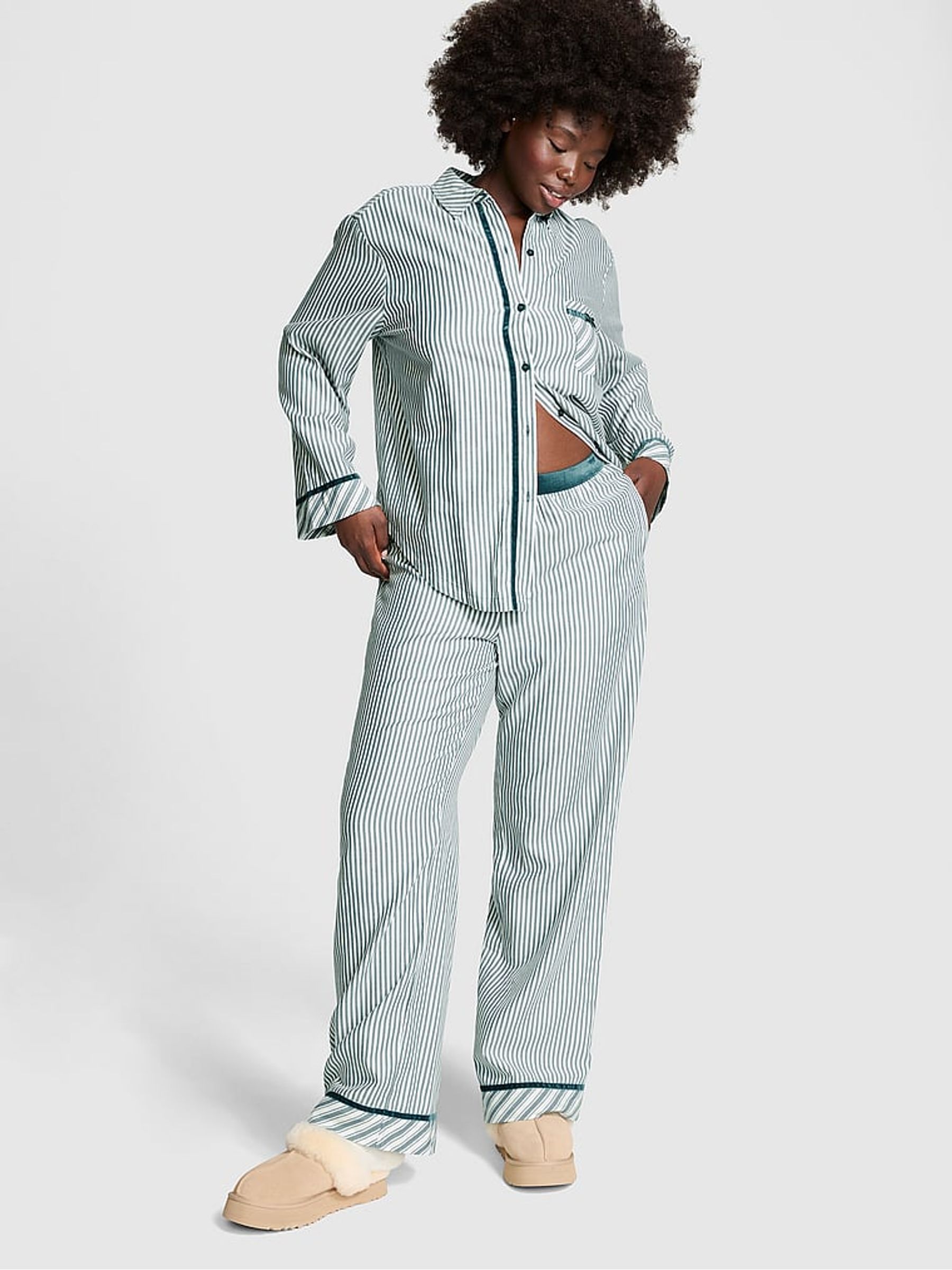 Deep Forest Green Flannel Long Pyjama Set - Image 1 of 3