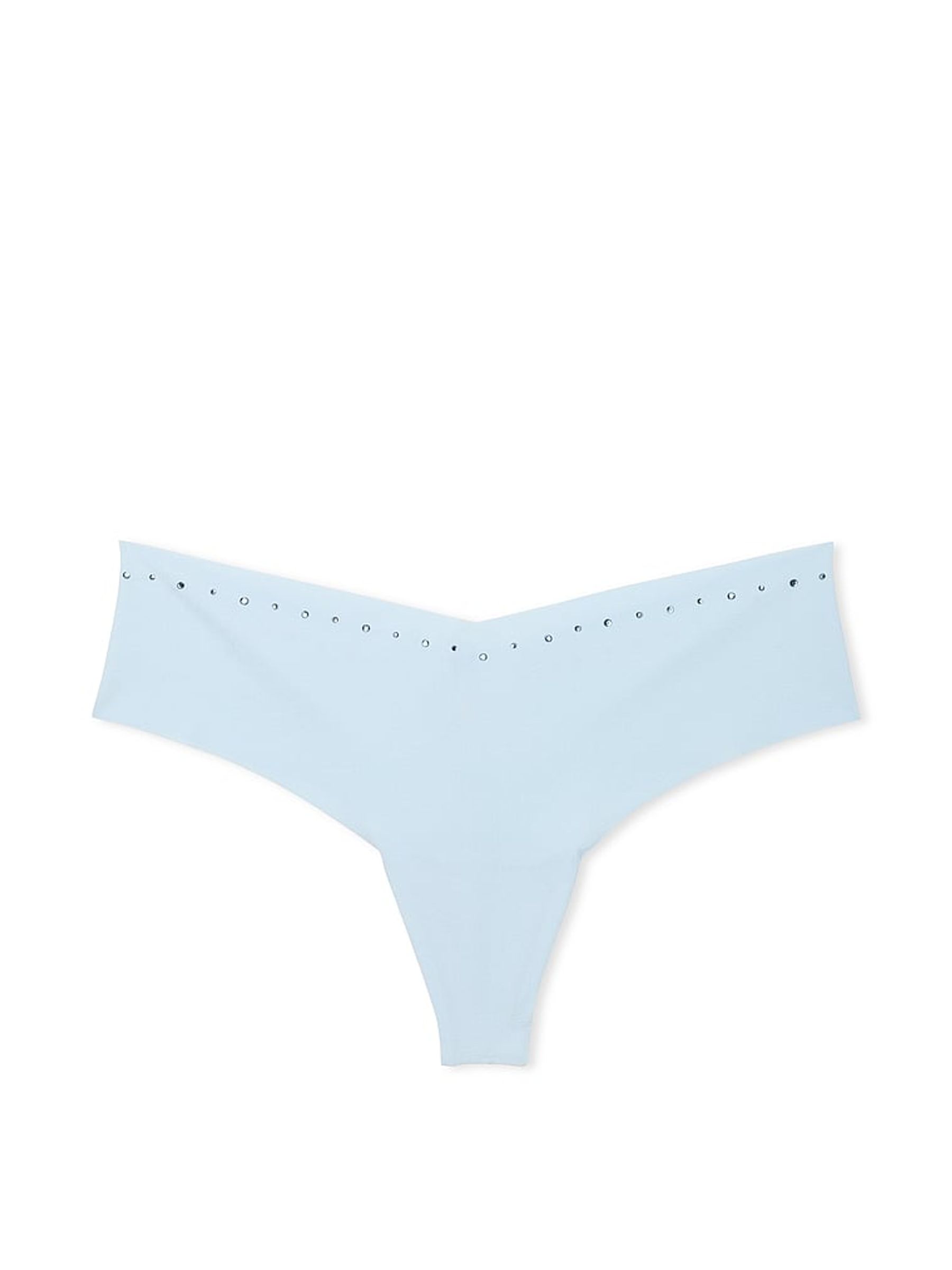 Light Blue Thong Shine Trim Knickers - Image 3 of 3