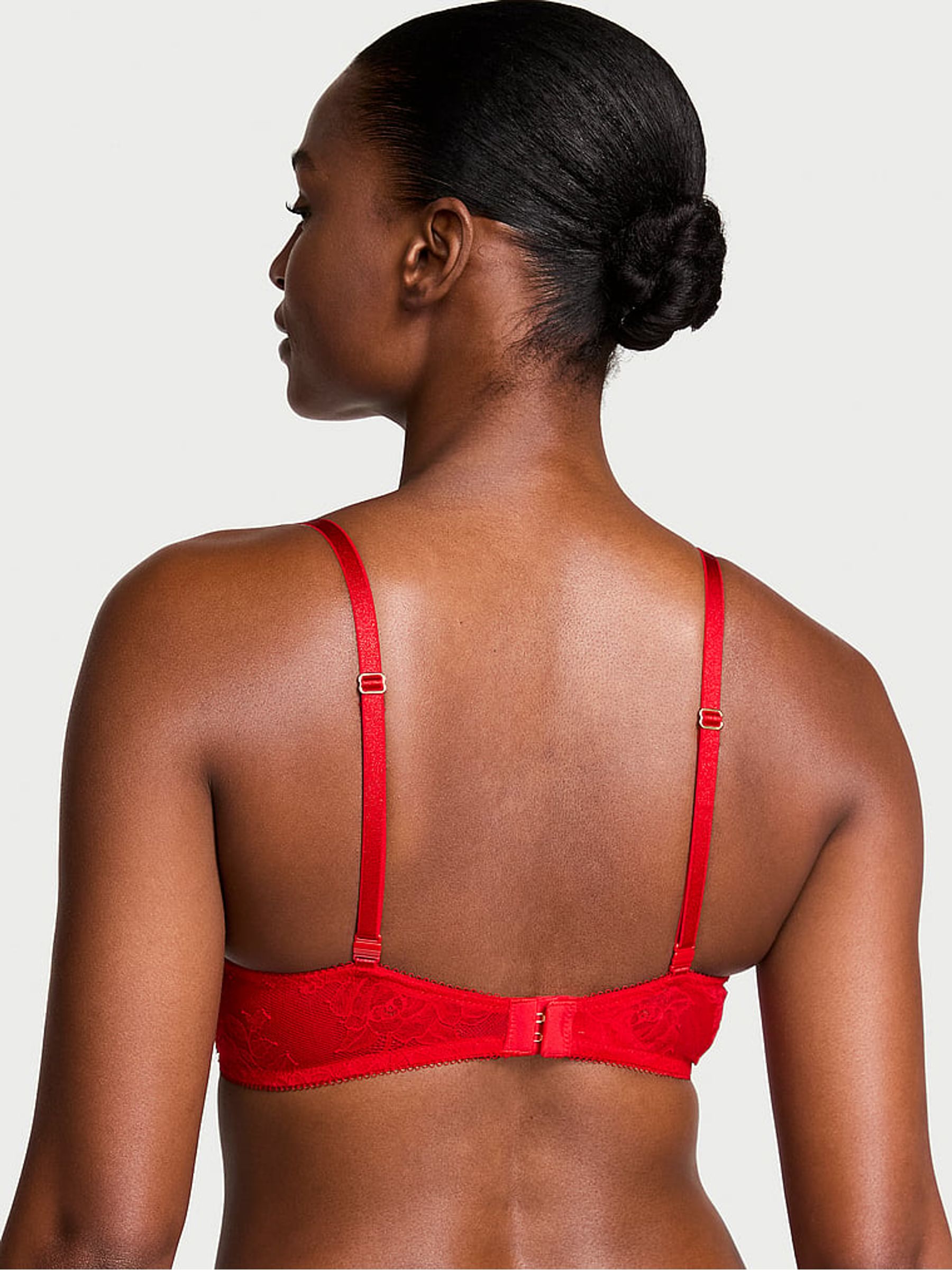 Lipstick Red Push Up Rose Lace Bra - Image 2 of 3