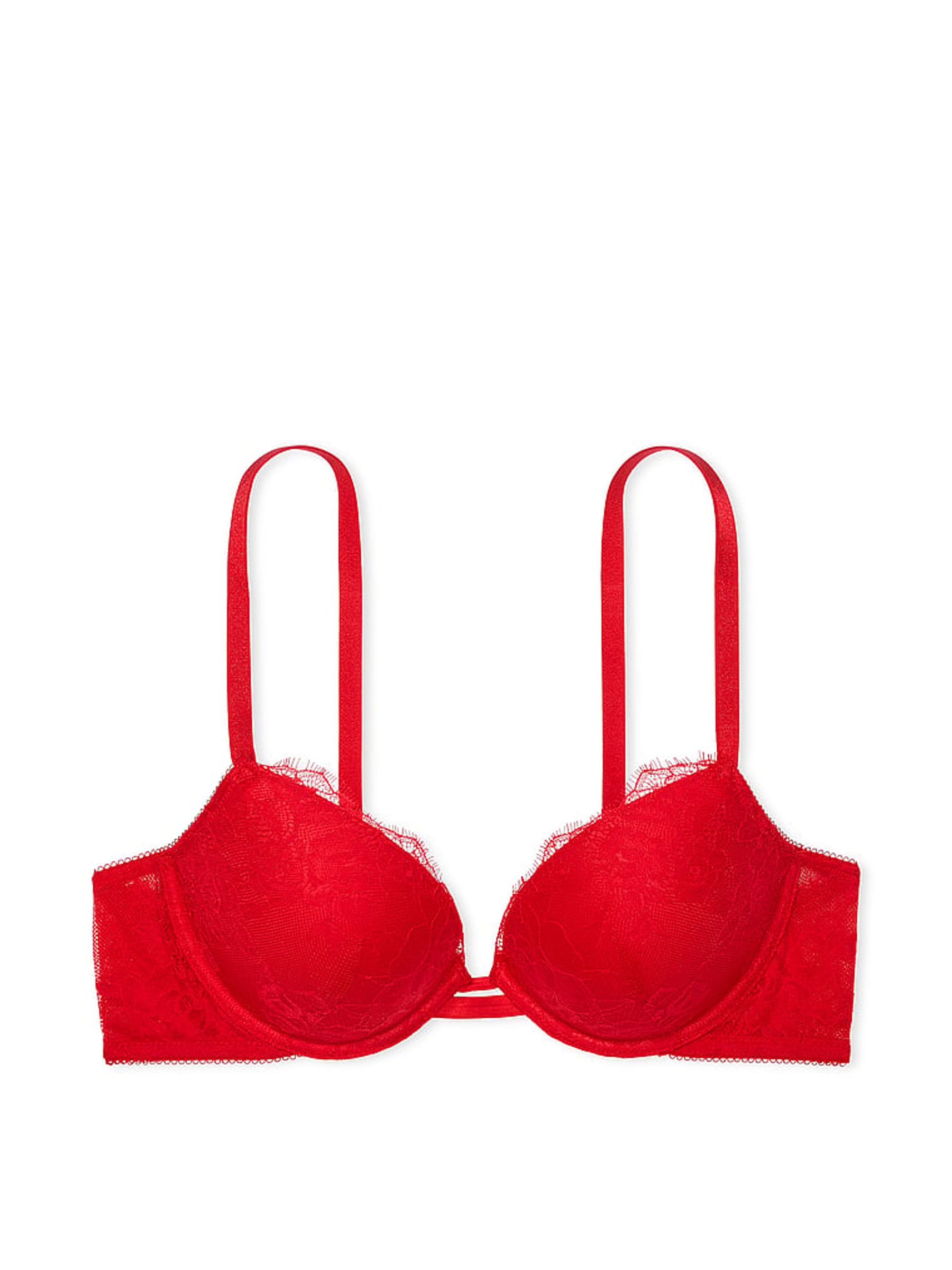 Lipstick Red Push Up Rose Lace Bra - Image 3 of 3