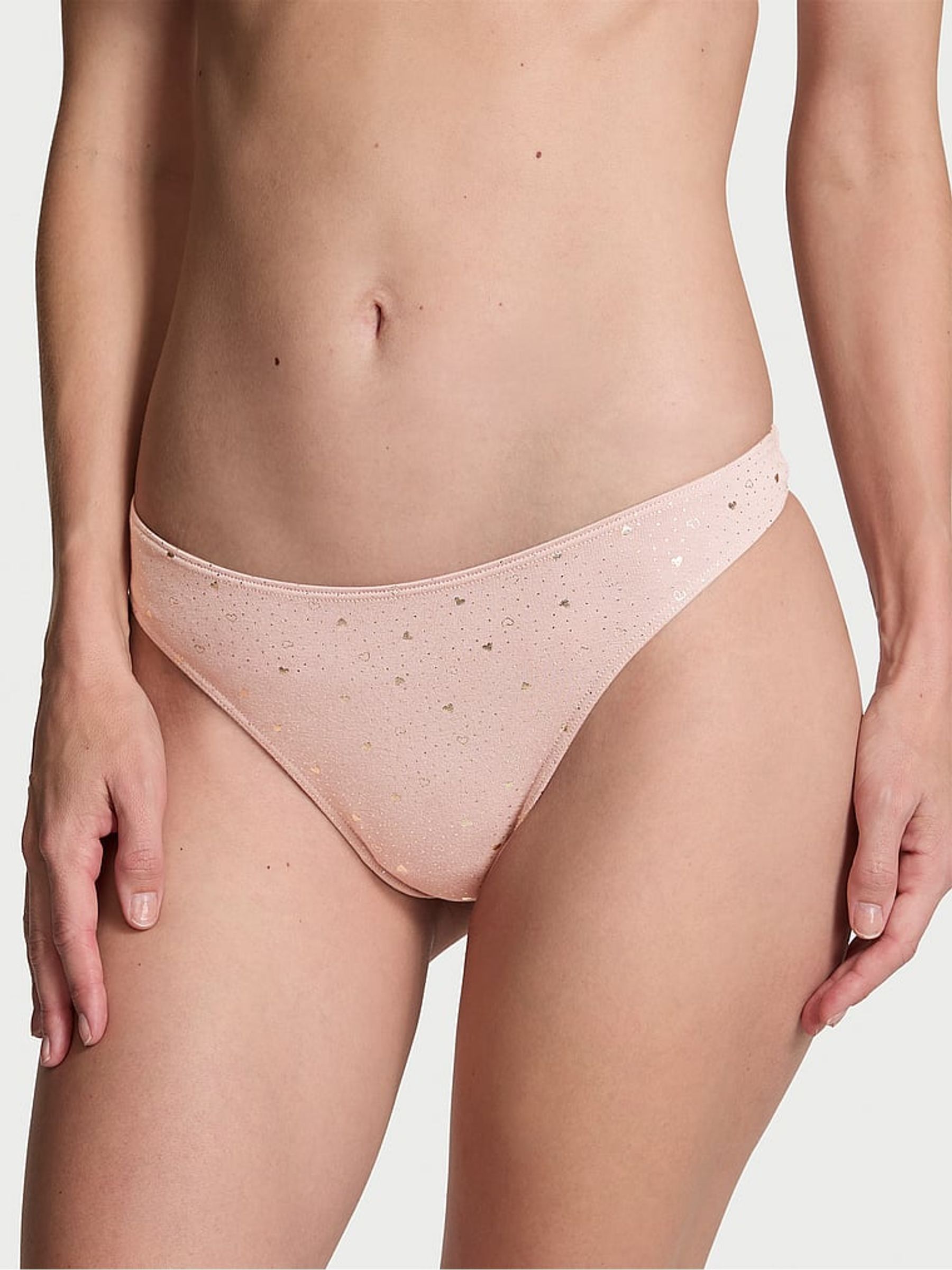 Foil Hearts Pink Thong Knickers - Image 1 of 3