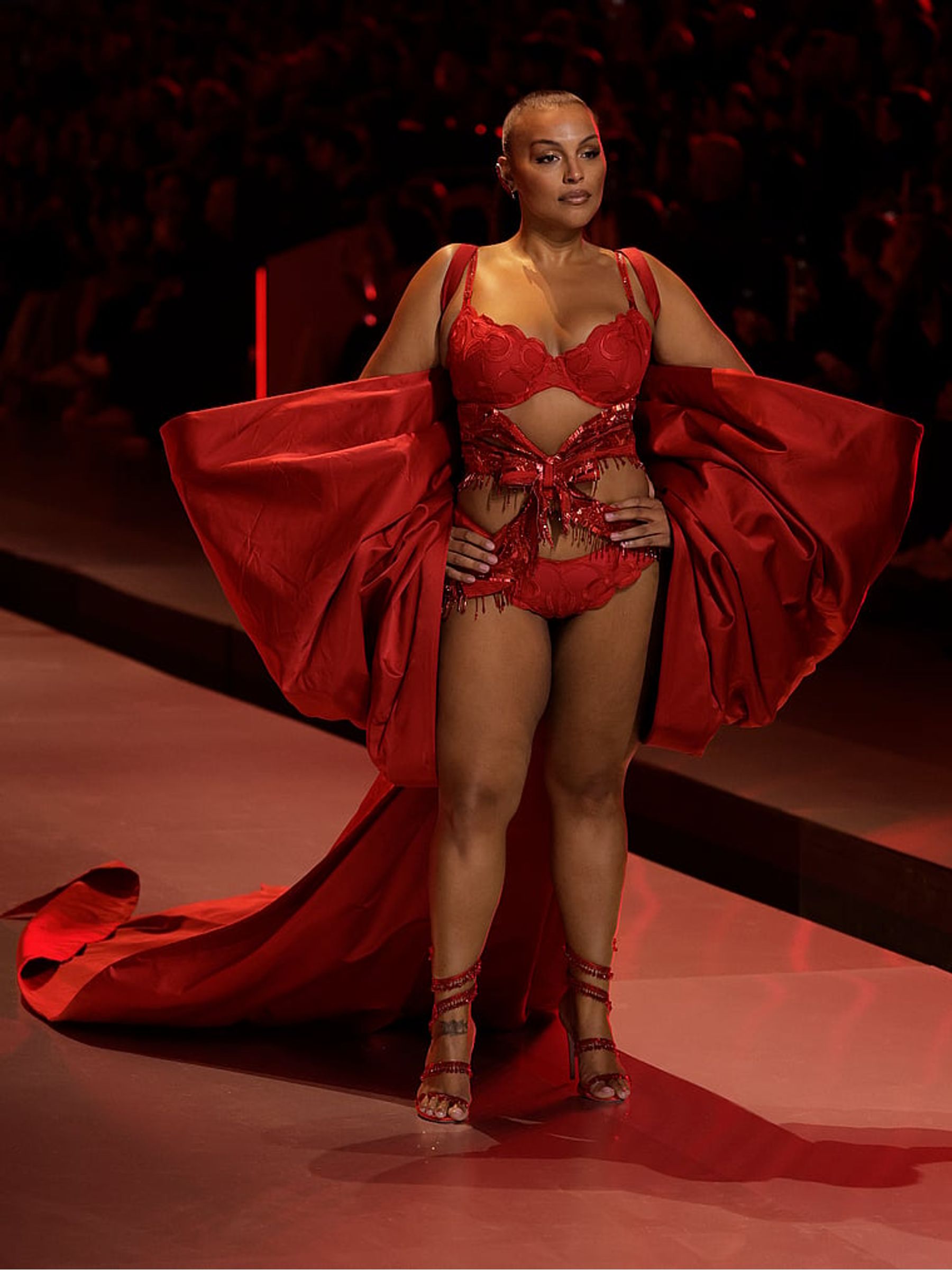 Vermillion Red Unlined Balcony Bow Embroidery Bra - Image 4 of 4