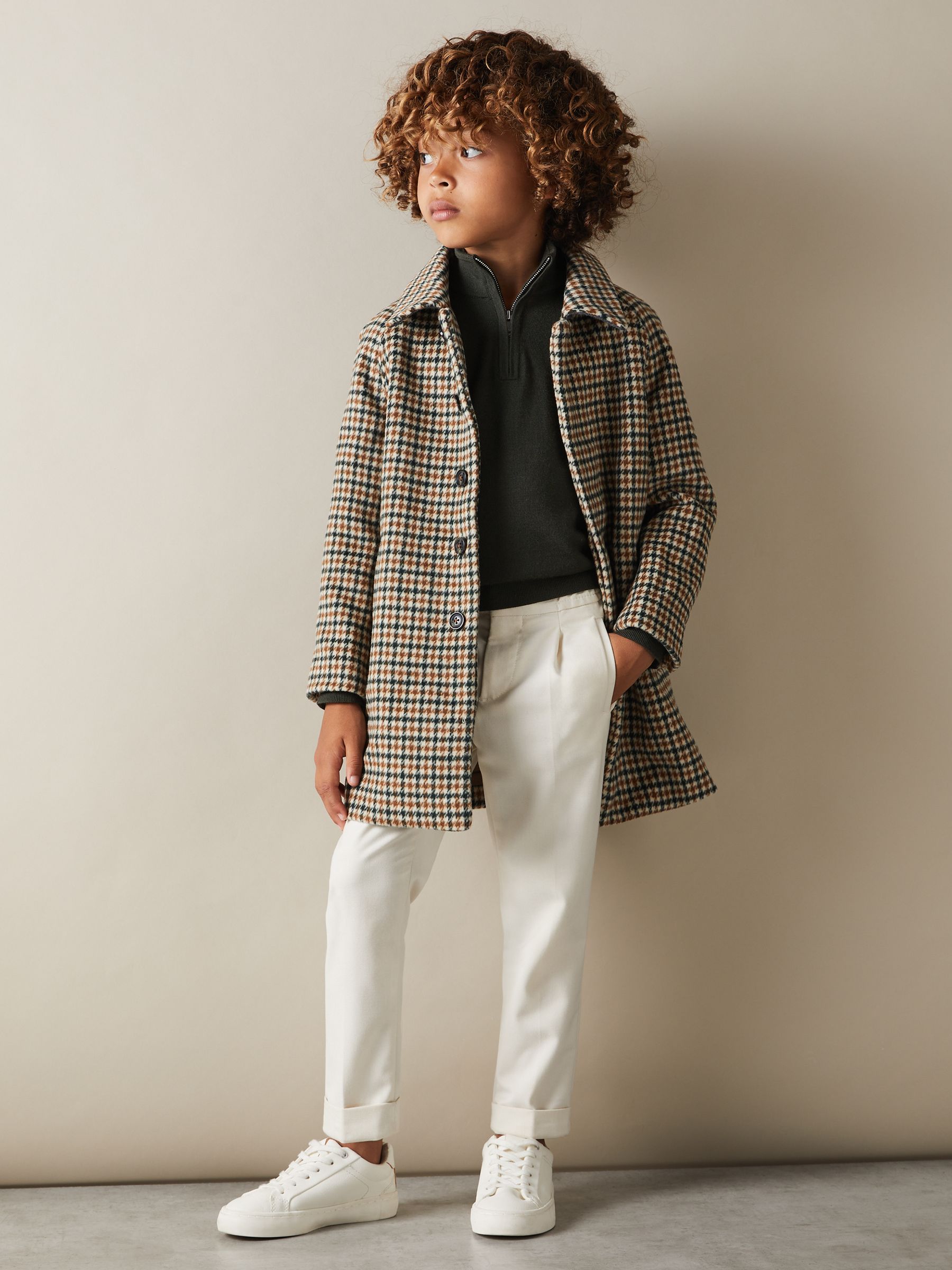 13-14 yrs Merino Wool Half-Zip Funnel Neck Jumper in Dark Military Green - Image 2 of 4