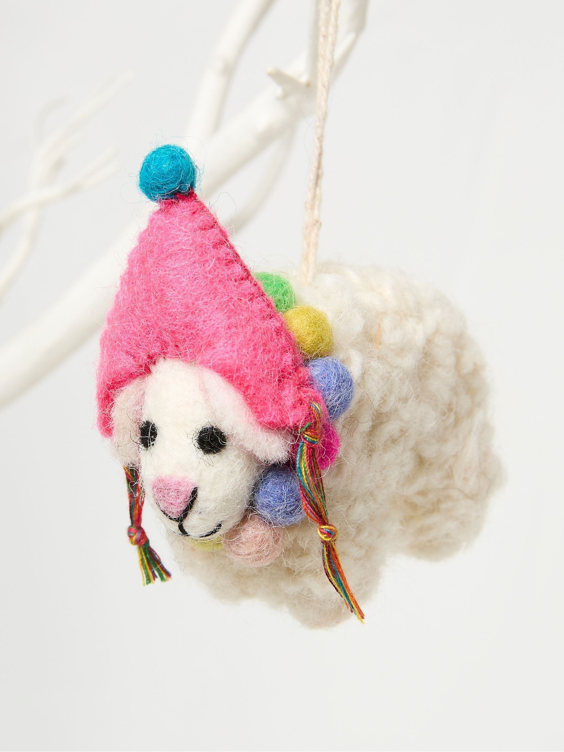 White Shelly Sheep Felt Decoration - Image 1 of 2 White Shelly Sheep Felt Decoration - Image 1 of 2