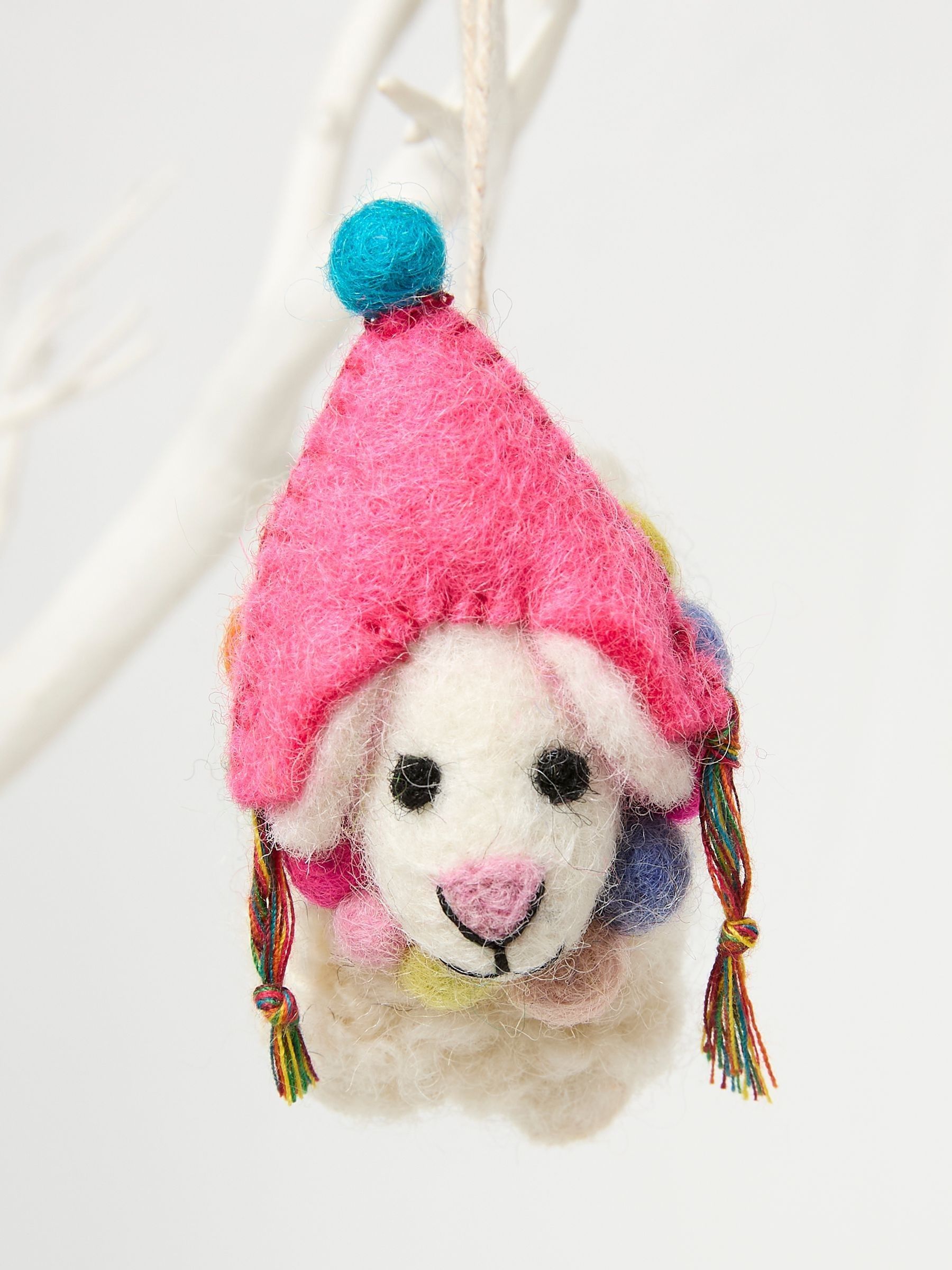 White Shelly Sheep Felt Decoration - Image 2 of 2 White Shelly Sheep Felt Decoration - Image 2 of 2