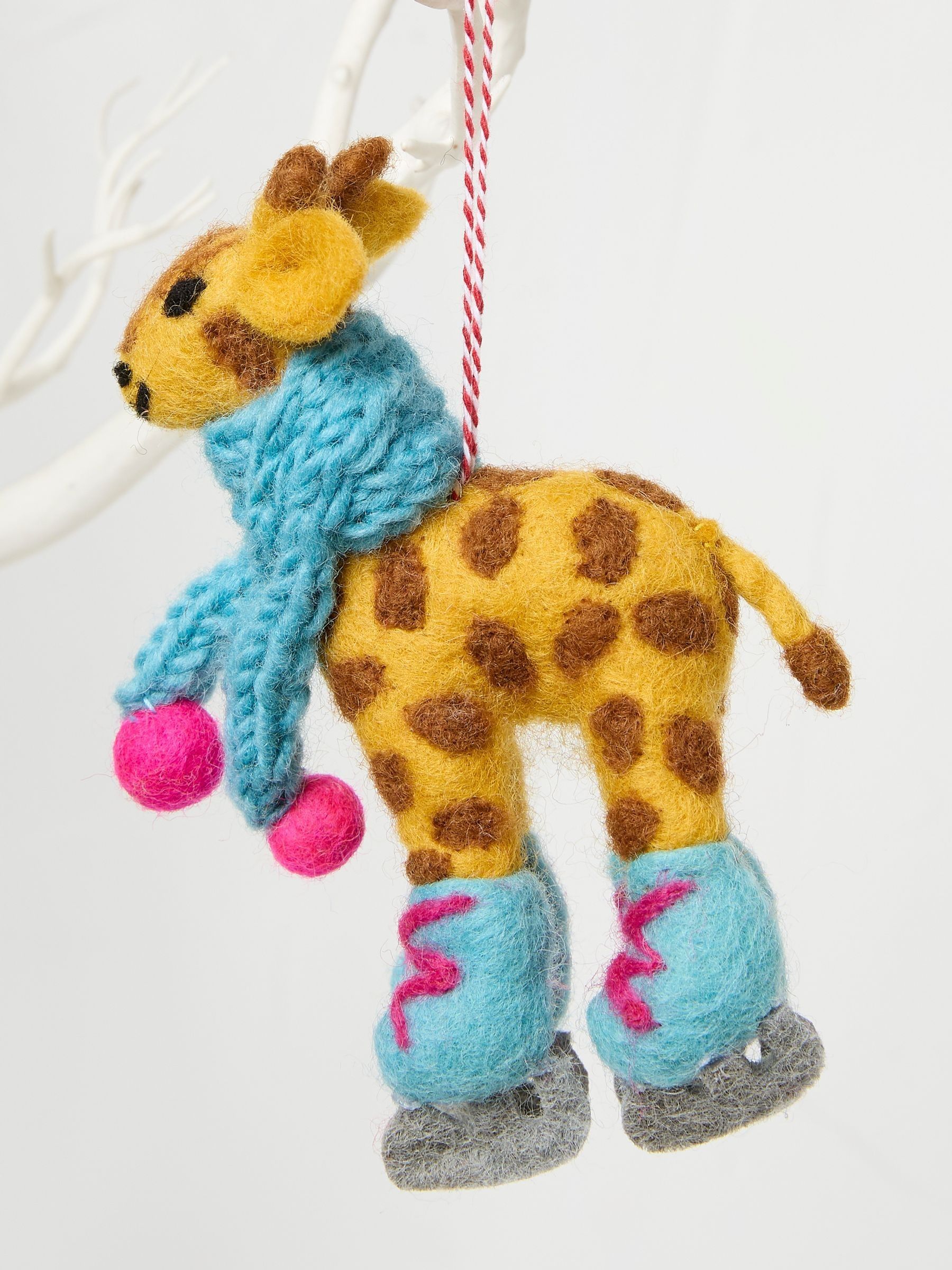 Yellow Skating Giraffe Felt Decoration - Image 1 of 2