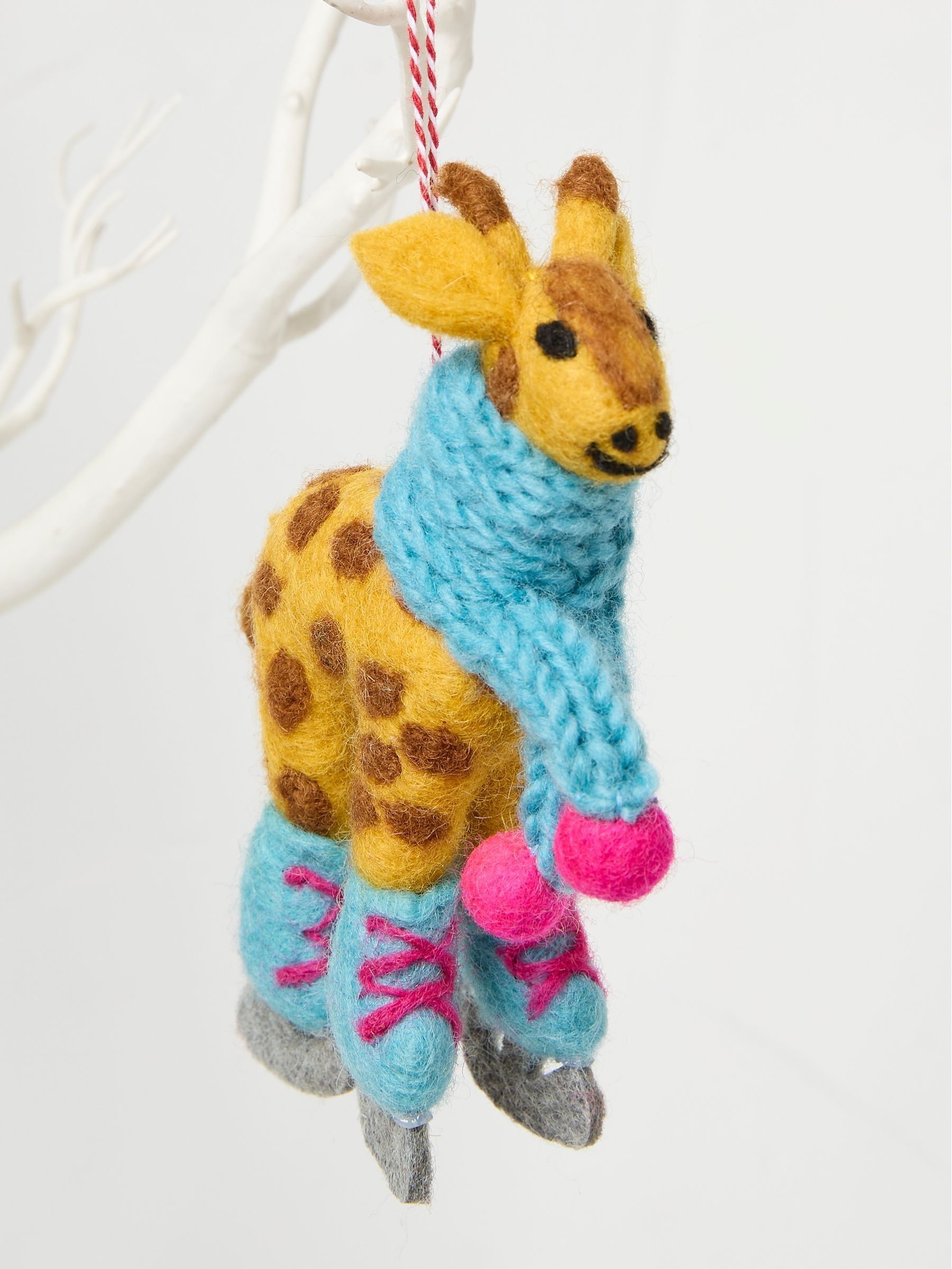 Yellow Skating Giraffe Felt Decoration - Image 2 of 2
