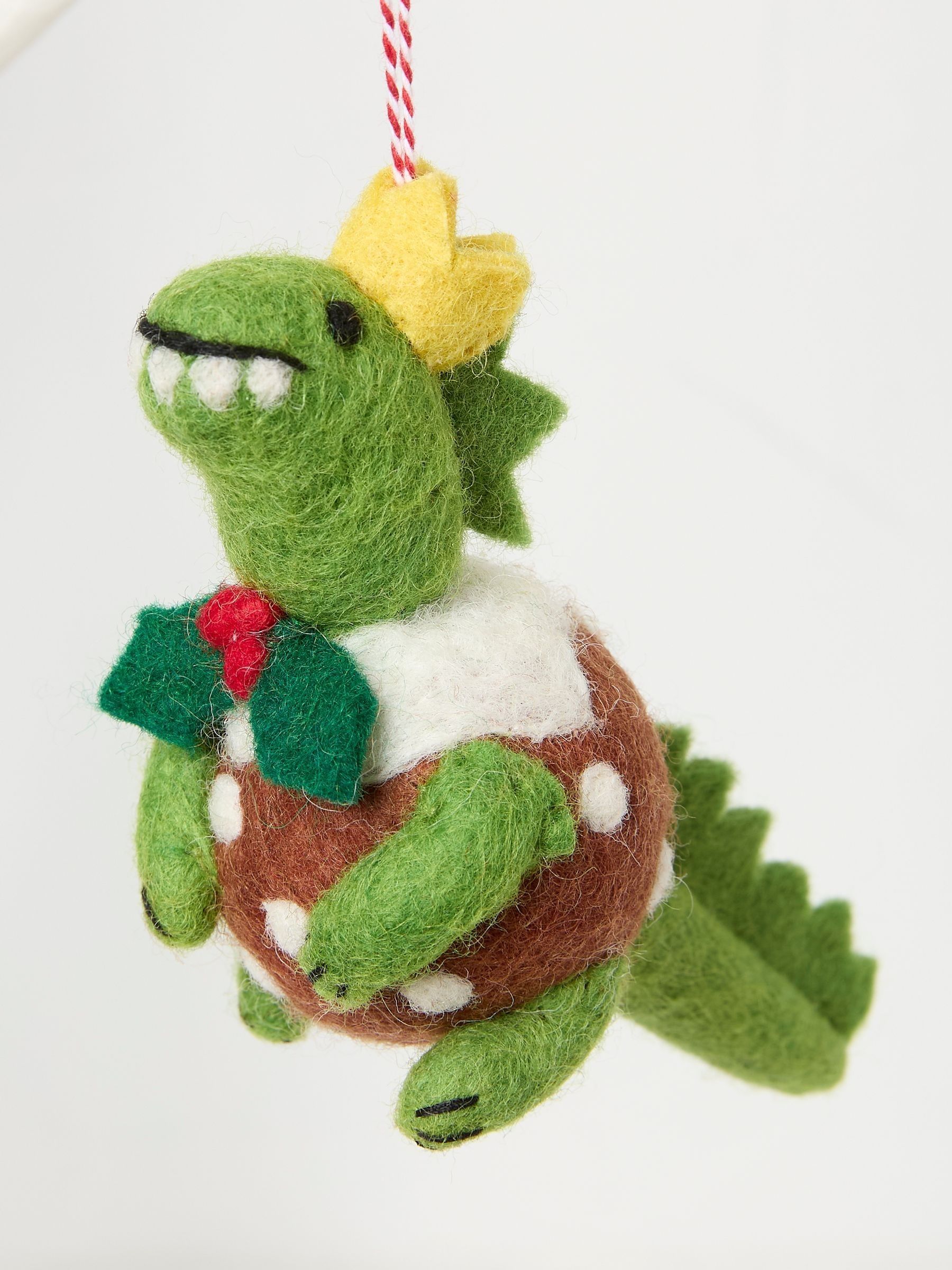 Green Dinosaur Pudding Felt Decoration - Image 1 of 2 Green Dinosaur Pudding Felt Decoration - Image 1 of 2