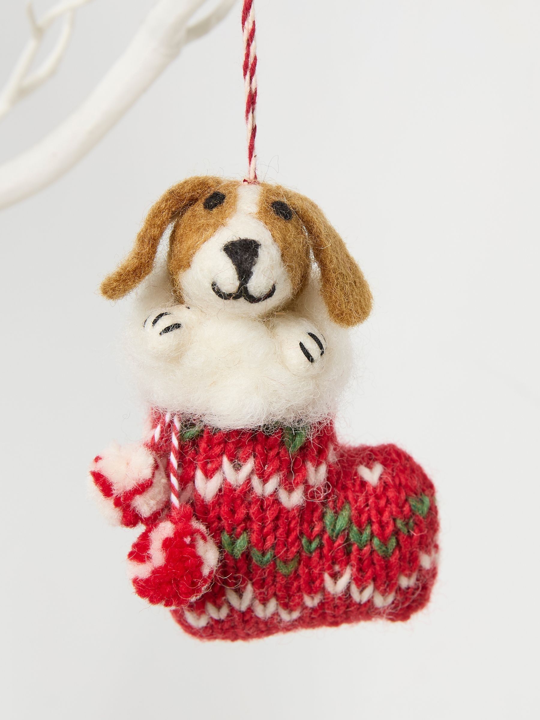 Red Dog in a Stocking Decoration - Image 1 of 2 Red Dog in a Stocking Decoration - Image 1 of 2