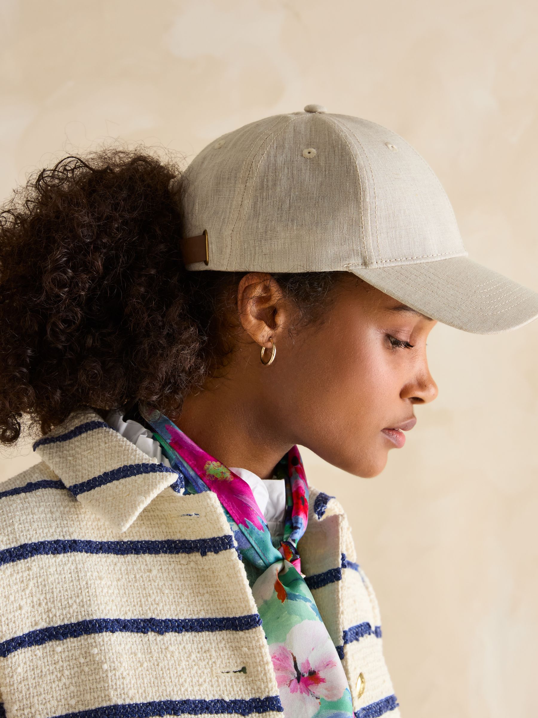 Daley Neutral Linen Cap - Image 6 of 6