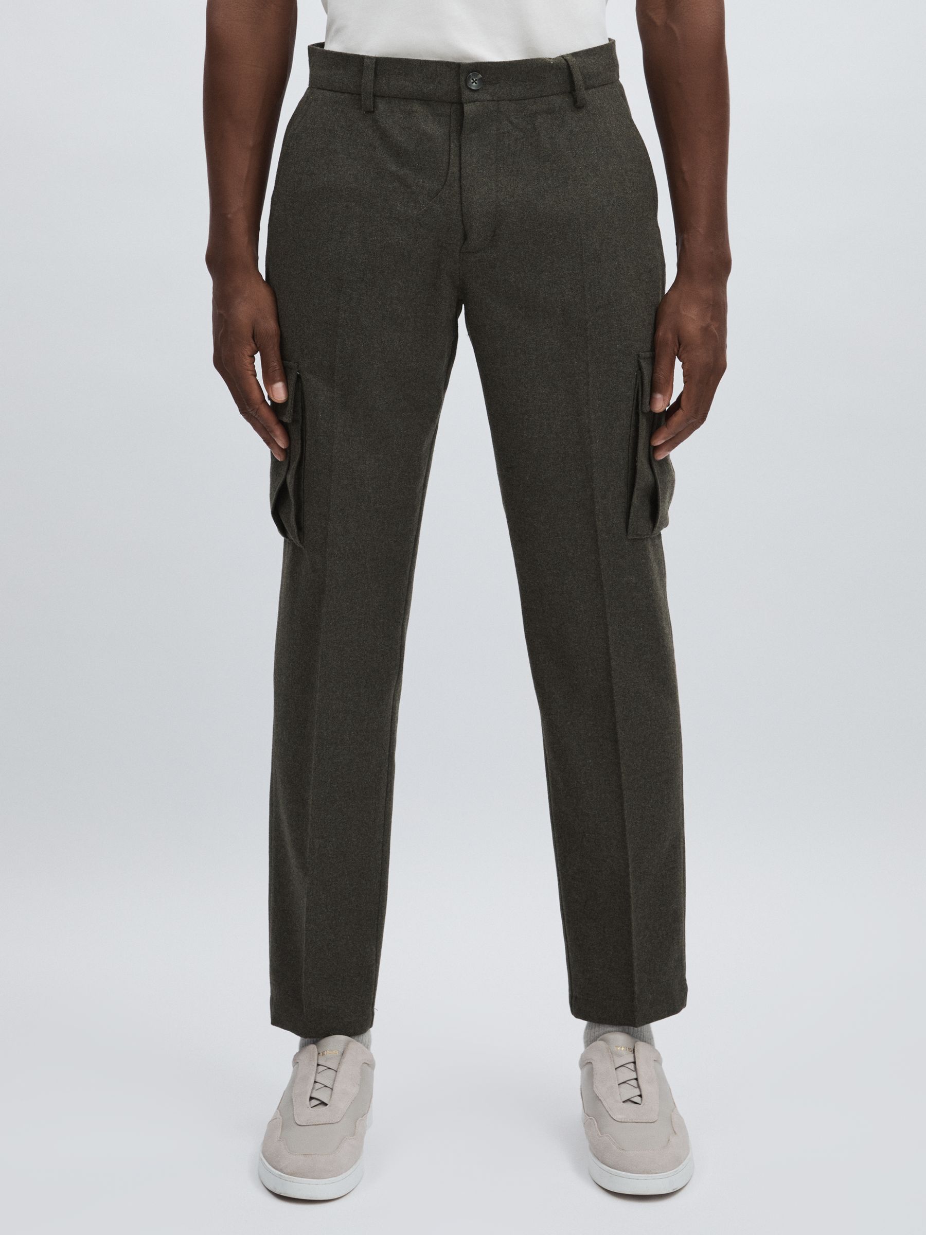Wool-Blend Cargo Suit Trousers in Forest Green - Image 3 of 6