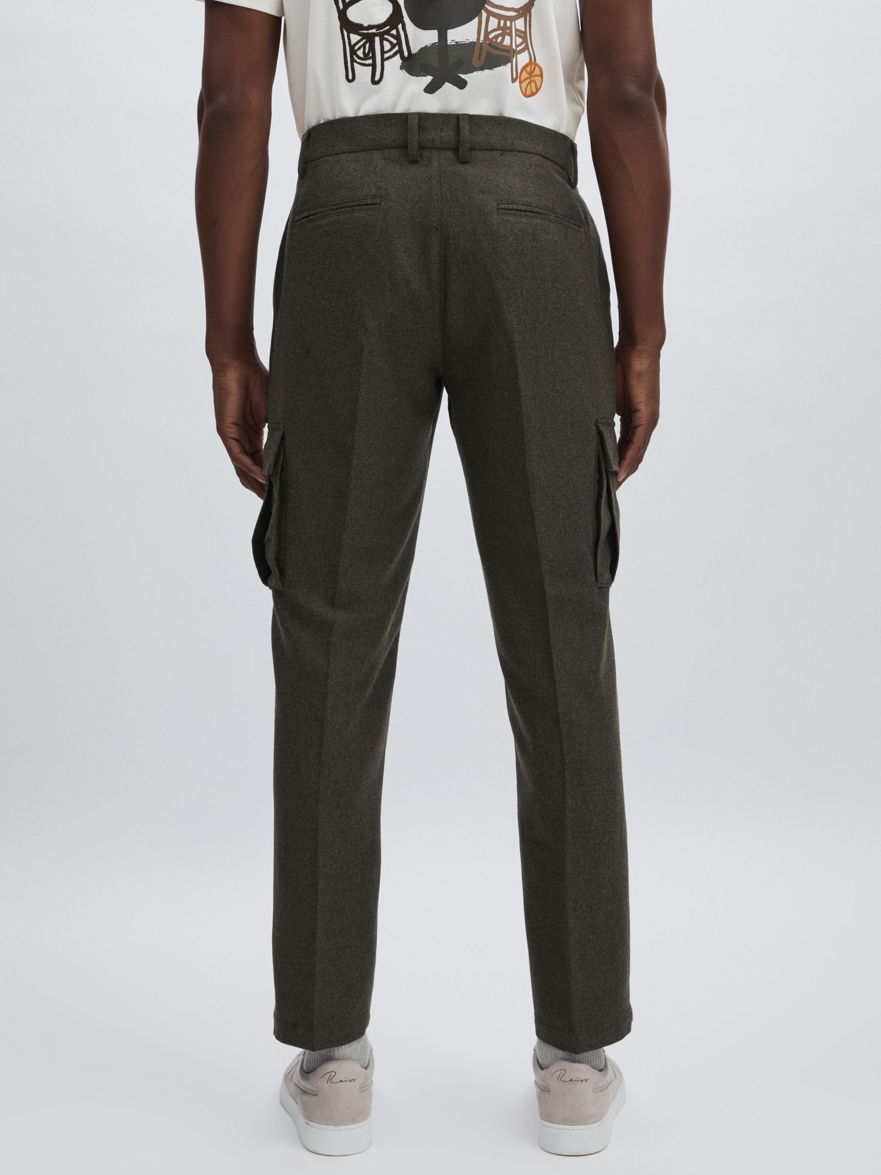 Wool-Blend Cargo Suit Trousers in Forest Green - Image 5 of 6