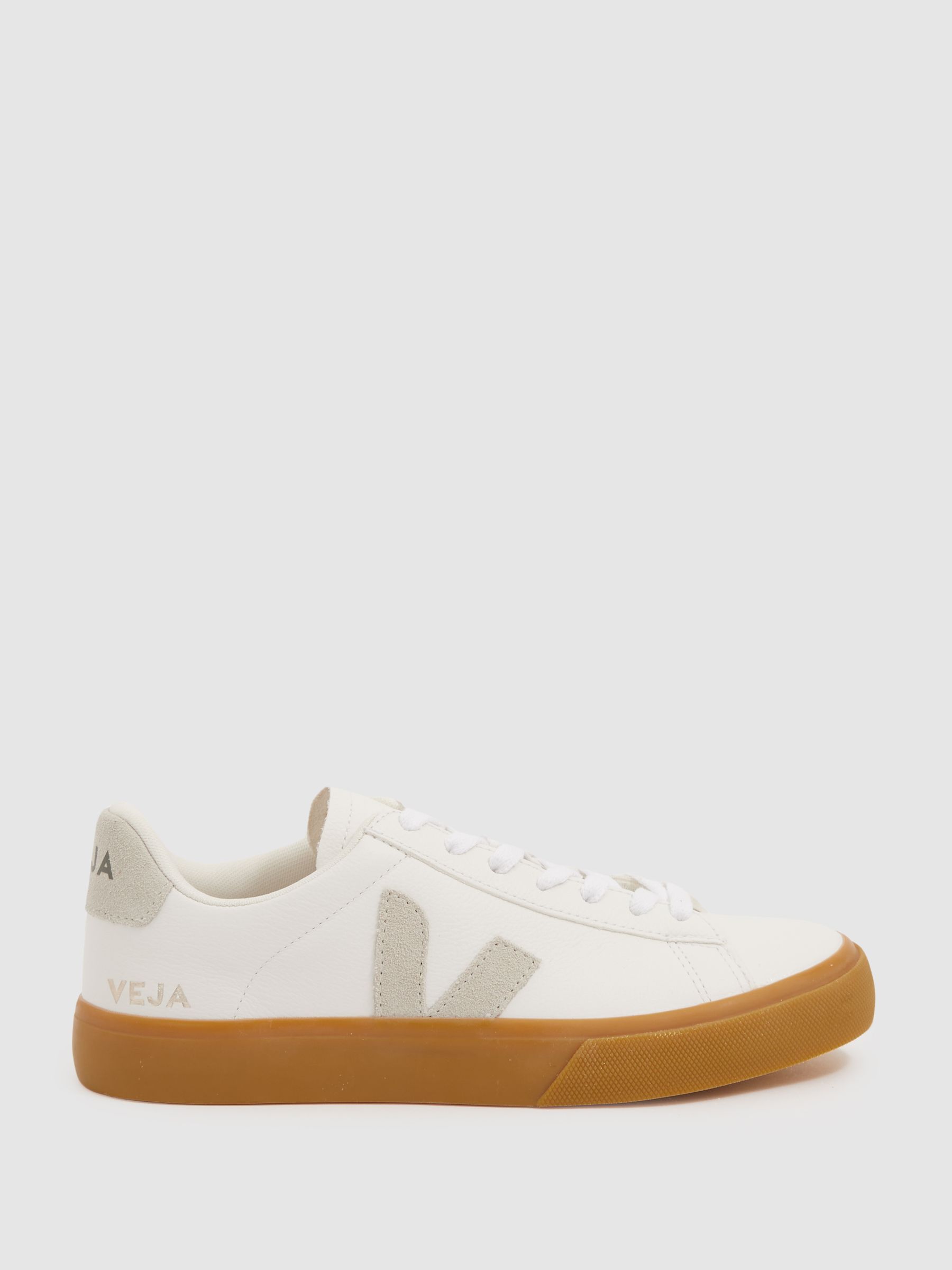 Veja Leather Suede Logo Trainers in Tan - Image 1 of 4