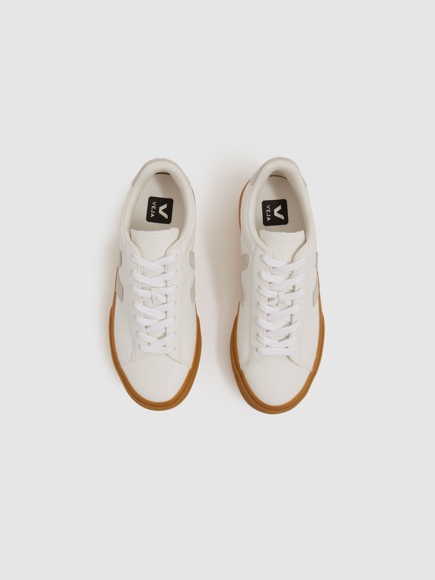 Veja Leather Suede Logo Trainers in Tan - Image 2 of 4