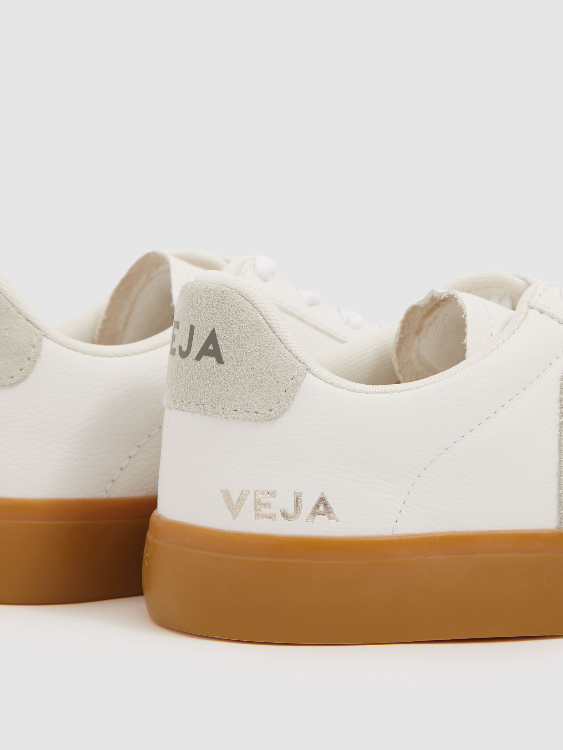 Veja Leather Suede Logo Trainers in Tan - Image 3 of 4