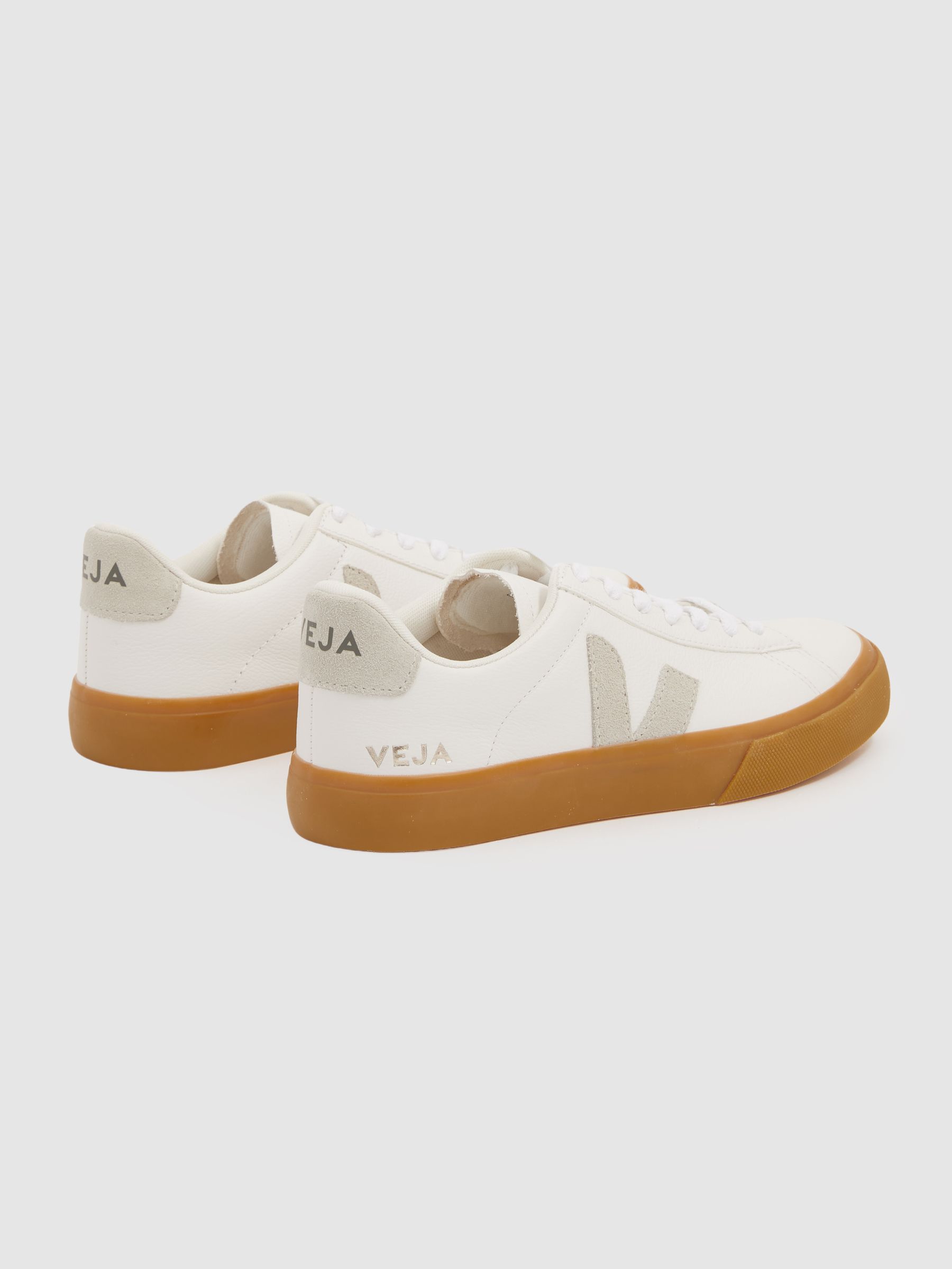 Veja Leather Suede Logo Trainers in Tan - Image 4 of 4