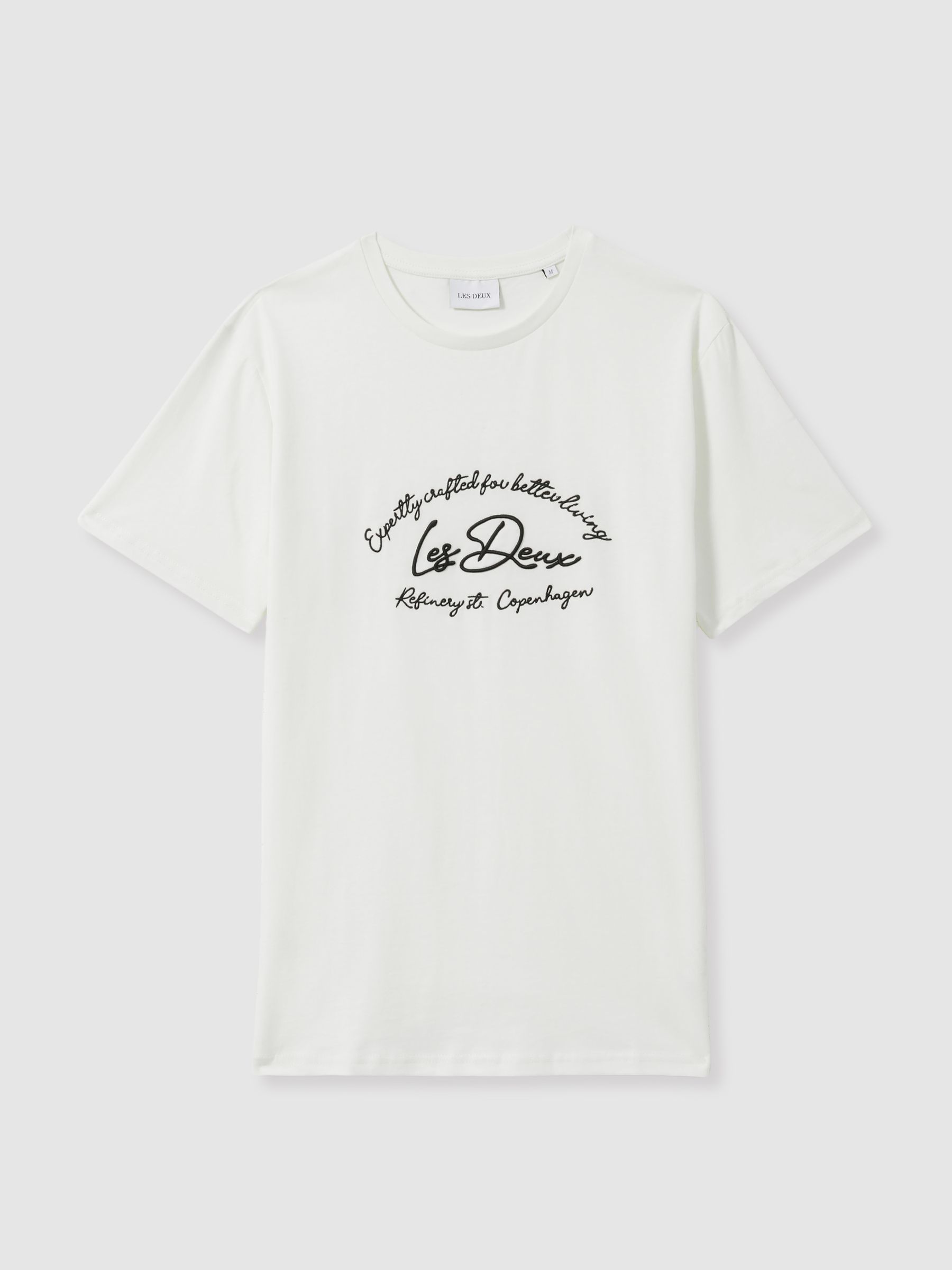 Embroidered Logo 100% Cotton T-Shirt in Ivory/Black - Image 2 of 6
