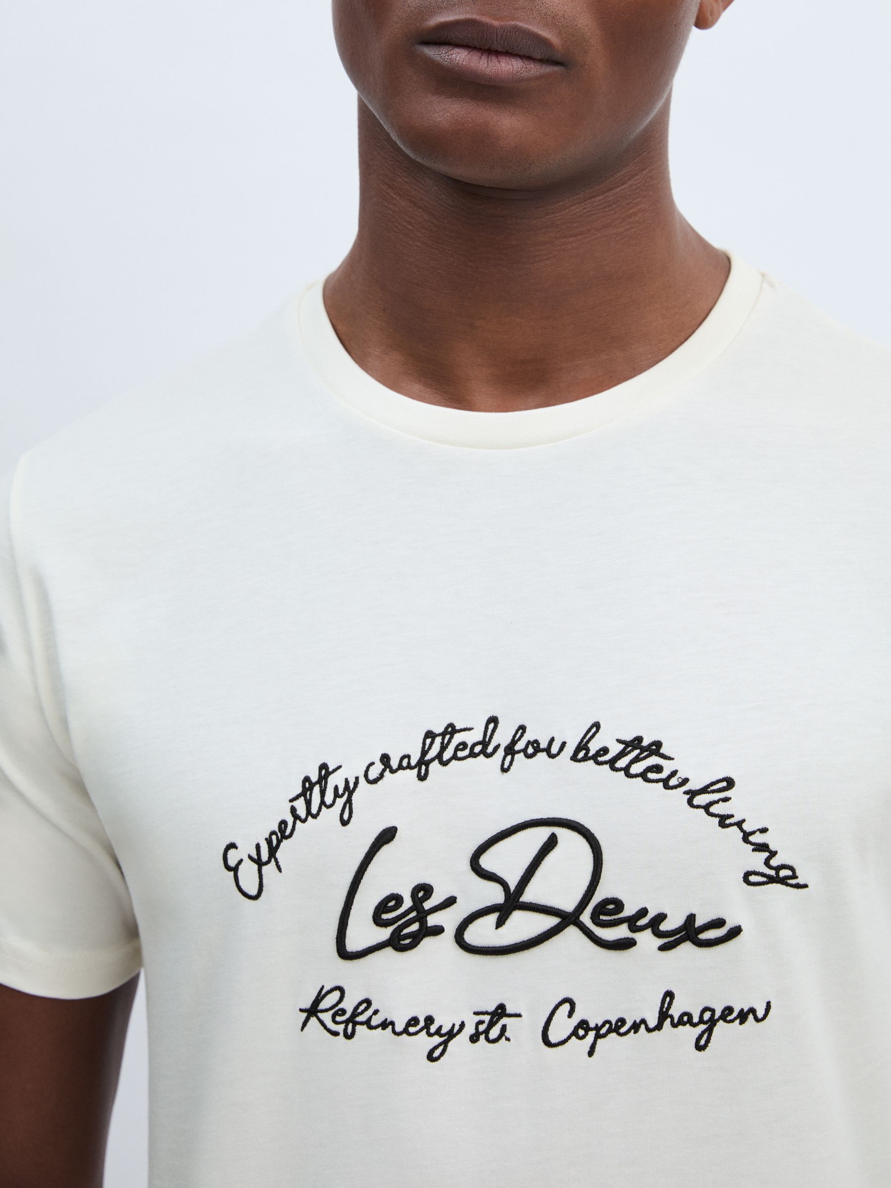 Embroidered Logo 100% Cotton T-Shirt in Ivory/Black - Image 3 of 6