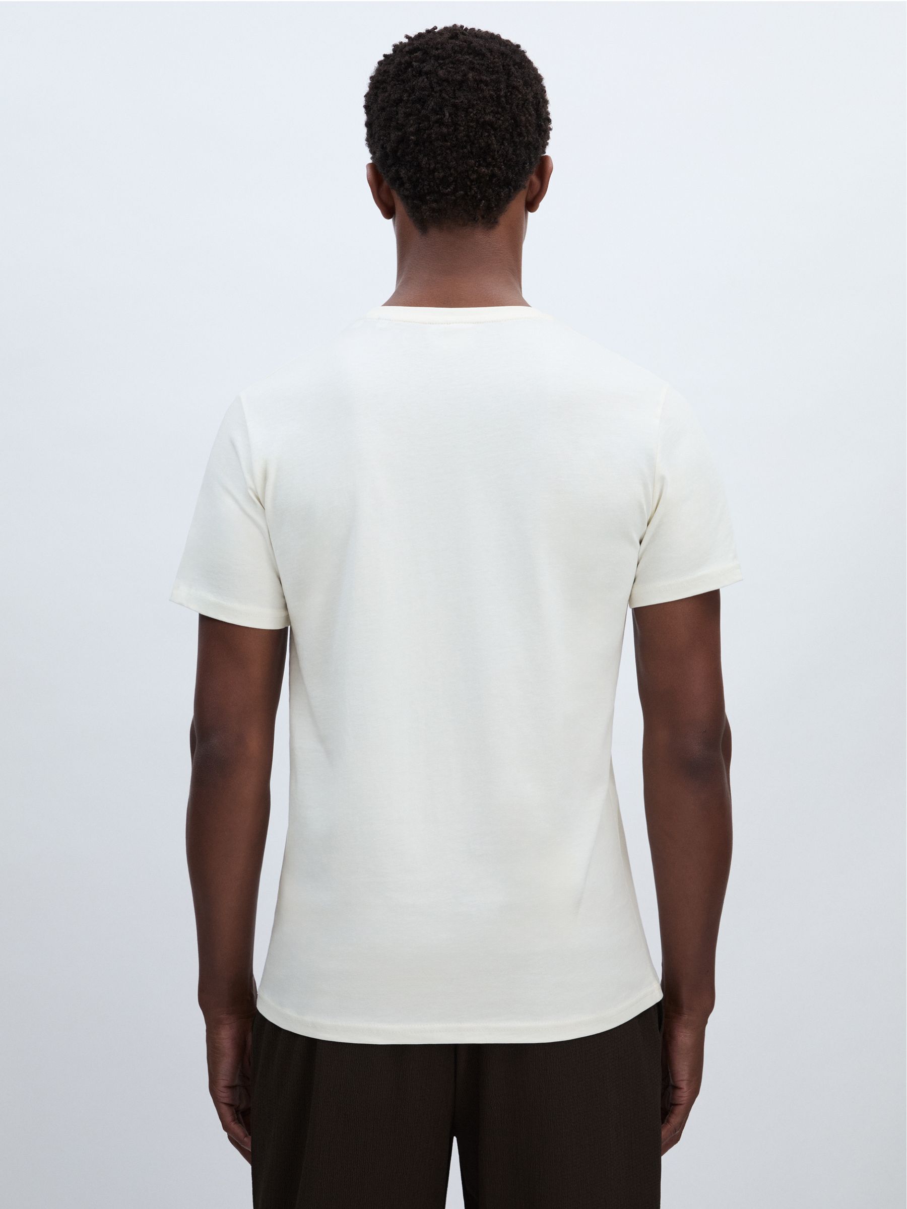 Embroidered Logo 100% Cotton T-Shirt in Ivory/Black - Image 4 of 6