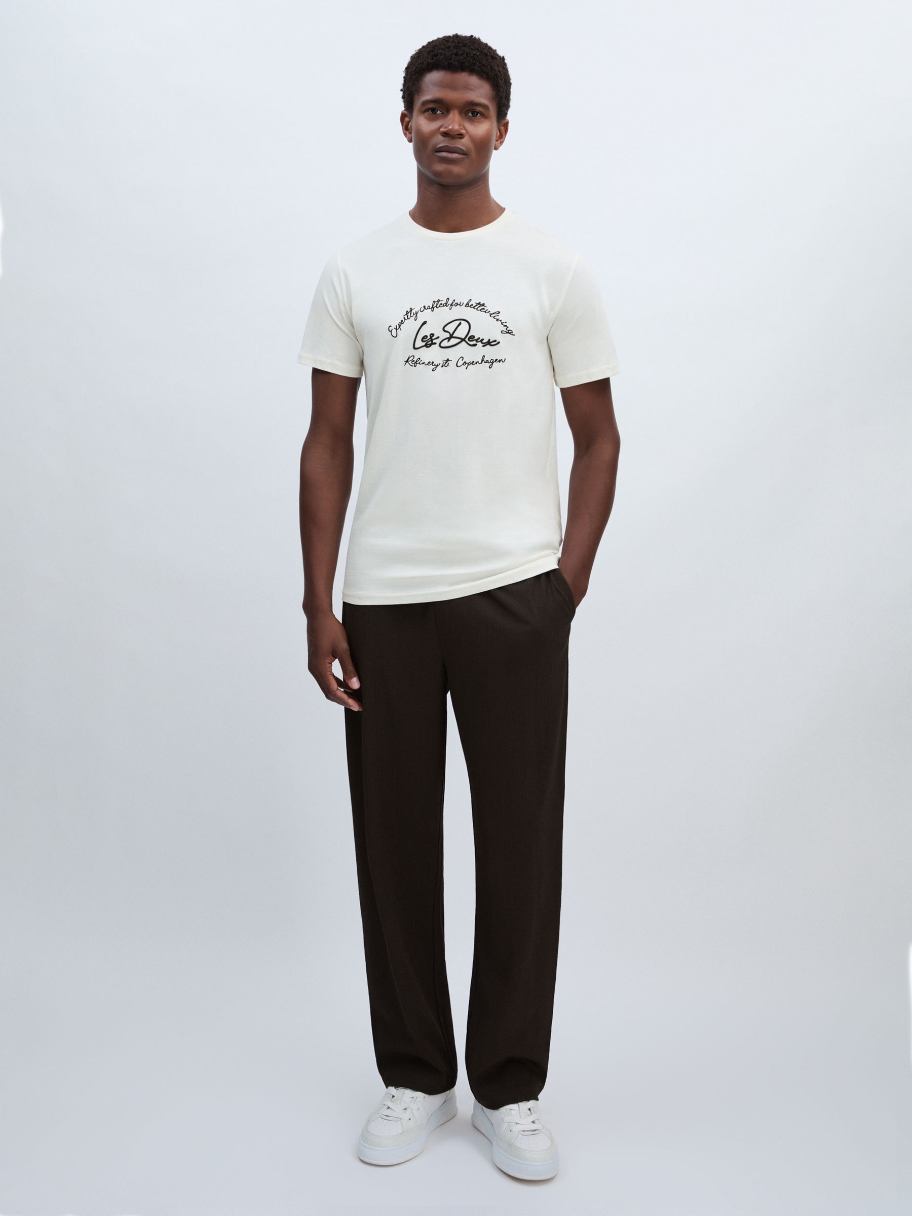 Embroidered Logo 100% Cotton T-Shirt in Ivory/Black - Image 5 of 6