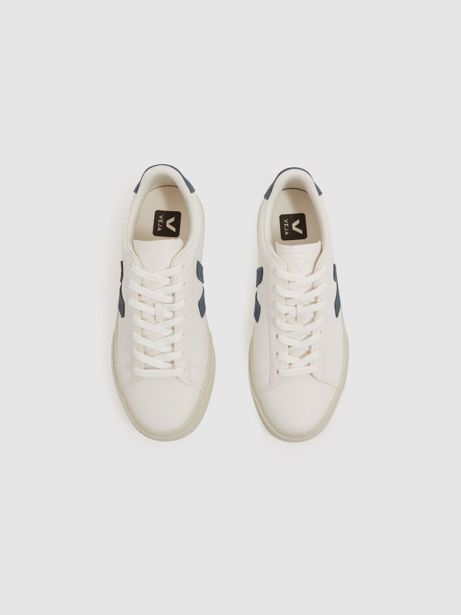 Veja Leather Suede Logo Trainers in Blue/White - Image 2 of 4