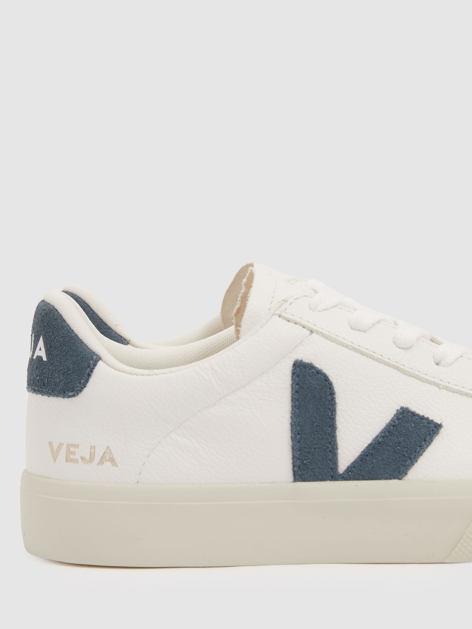 Veja Leather Suede Logo Trainers in Blue/White - Image 3 of 4